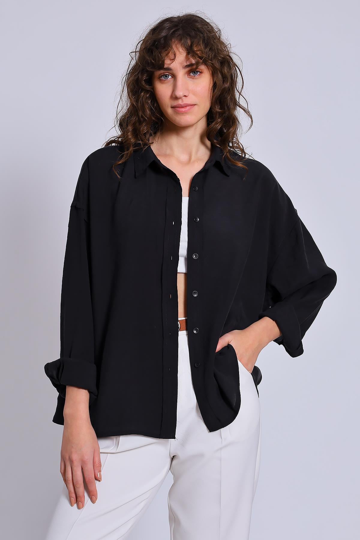 4910 OVERSIZE GÖMLEK SİYAH