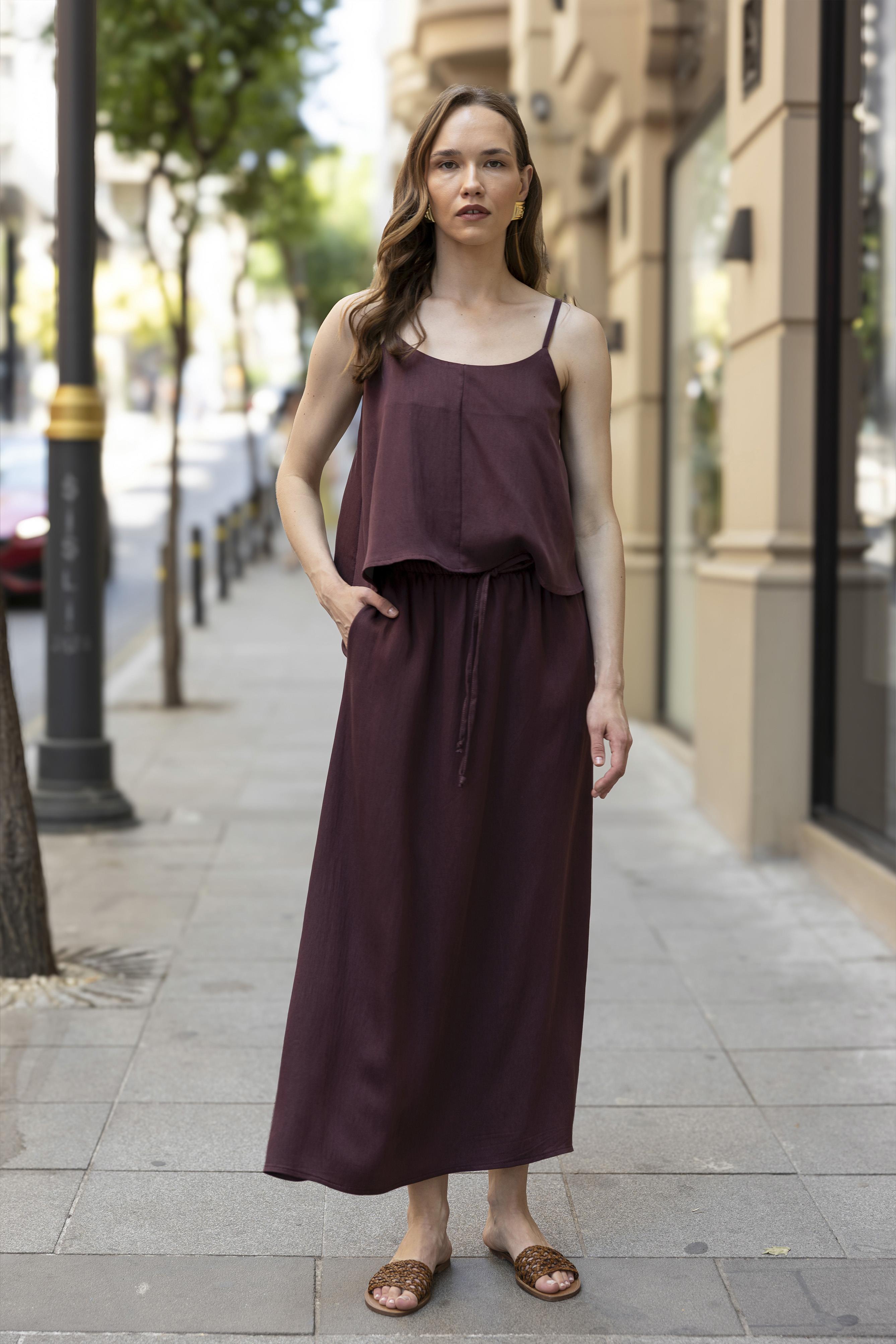 51165 ASKILI BLUZ ETEK TAKIM BORDO