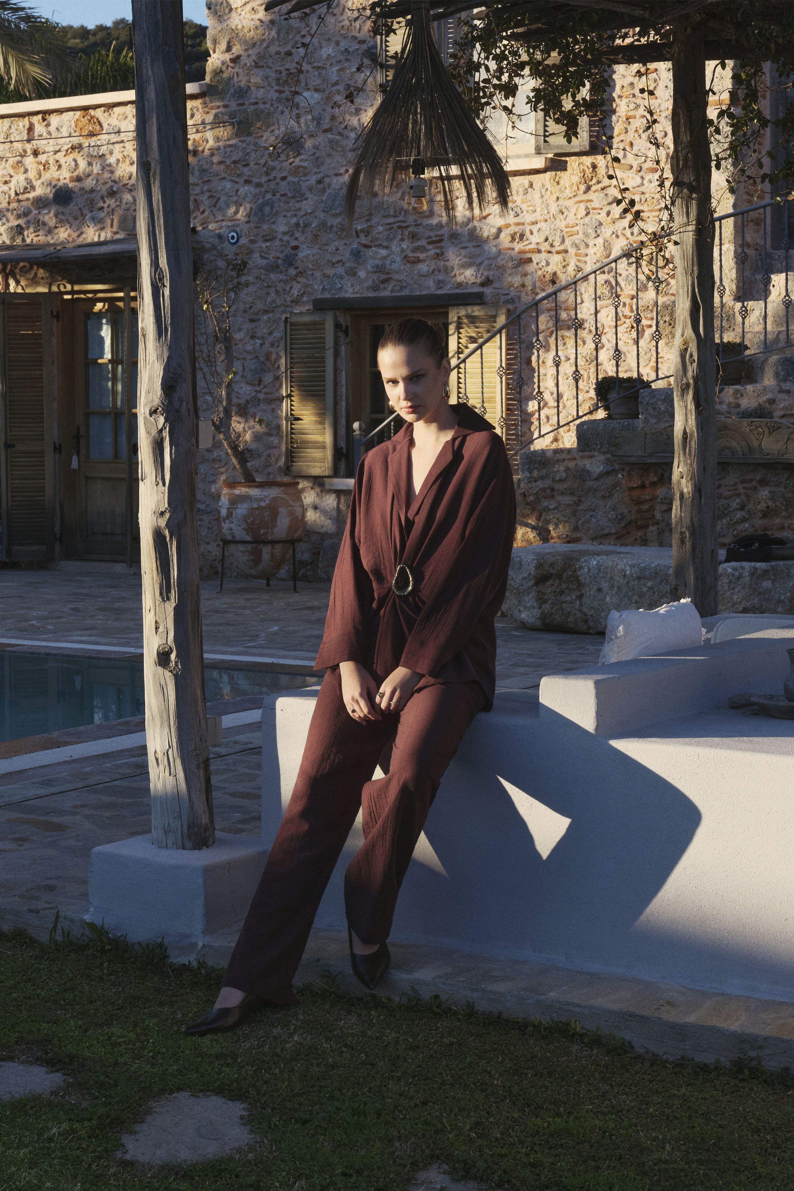 51234 TOKALI GÖMLEK PANTOLON TAKIM KOYU KAHVE