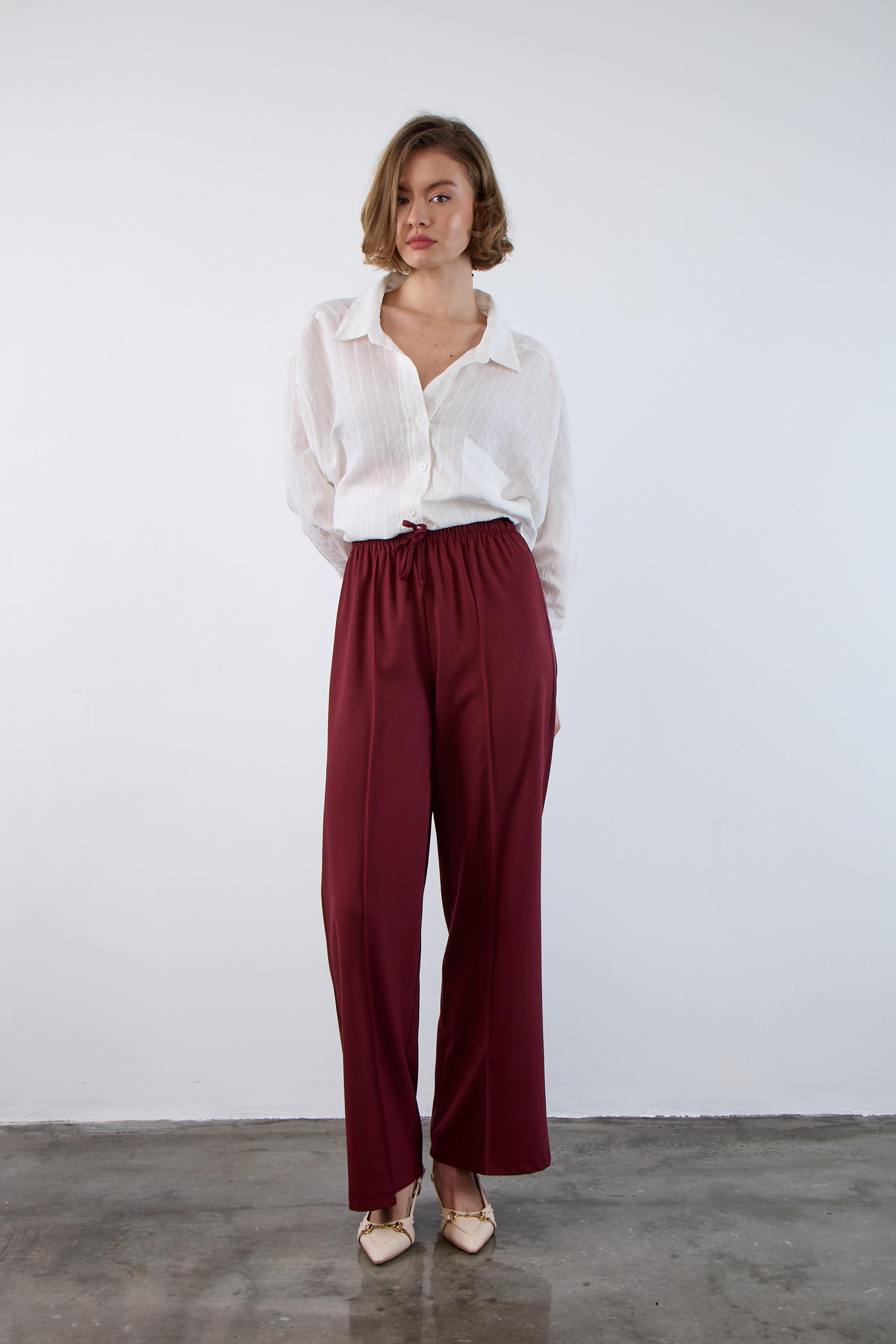 50741 POLİVİSKON PANTOLON BORDO
