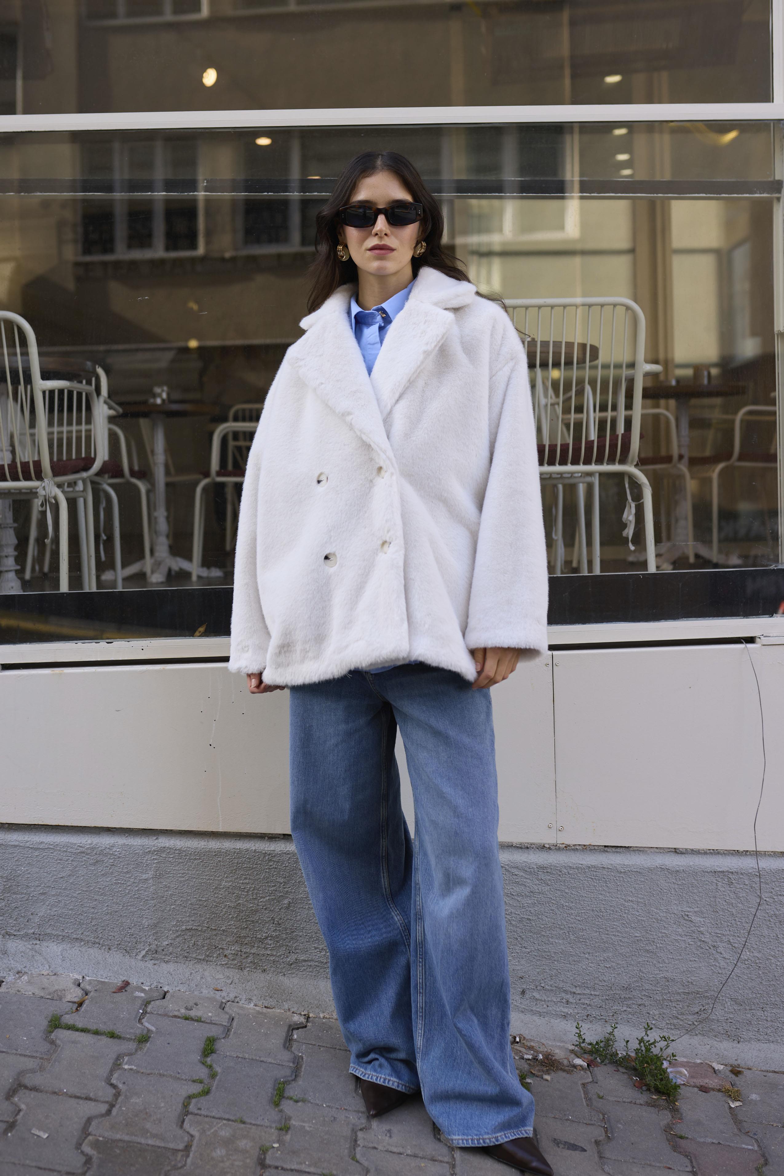 9621 KÜRKLÜ CEKET BEYAZ