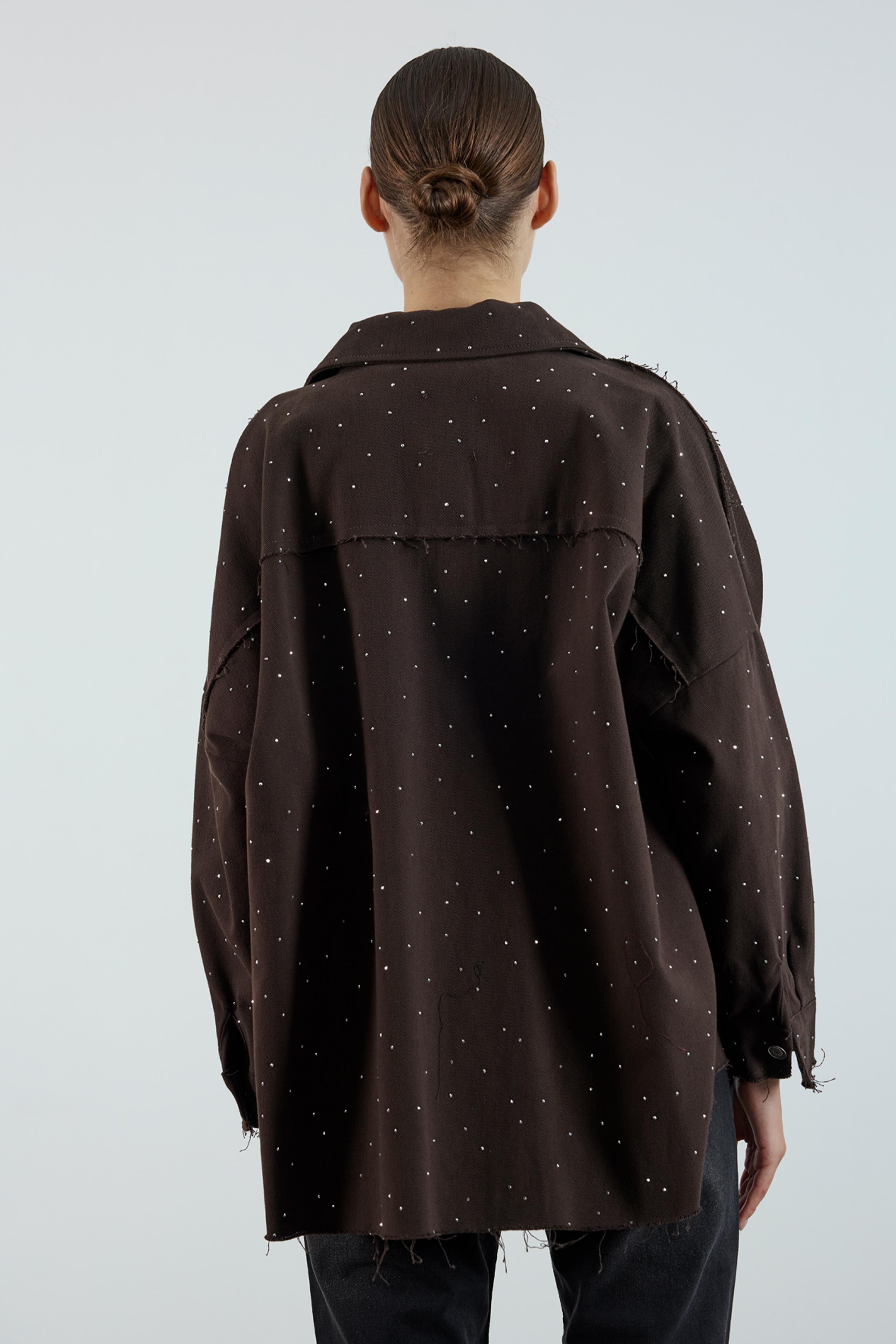 9566 GABARDİN TAŞLI CEKET KAHVE