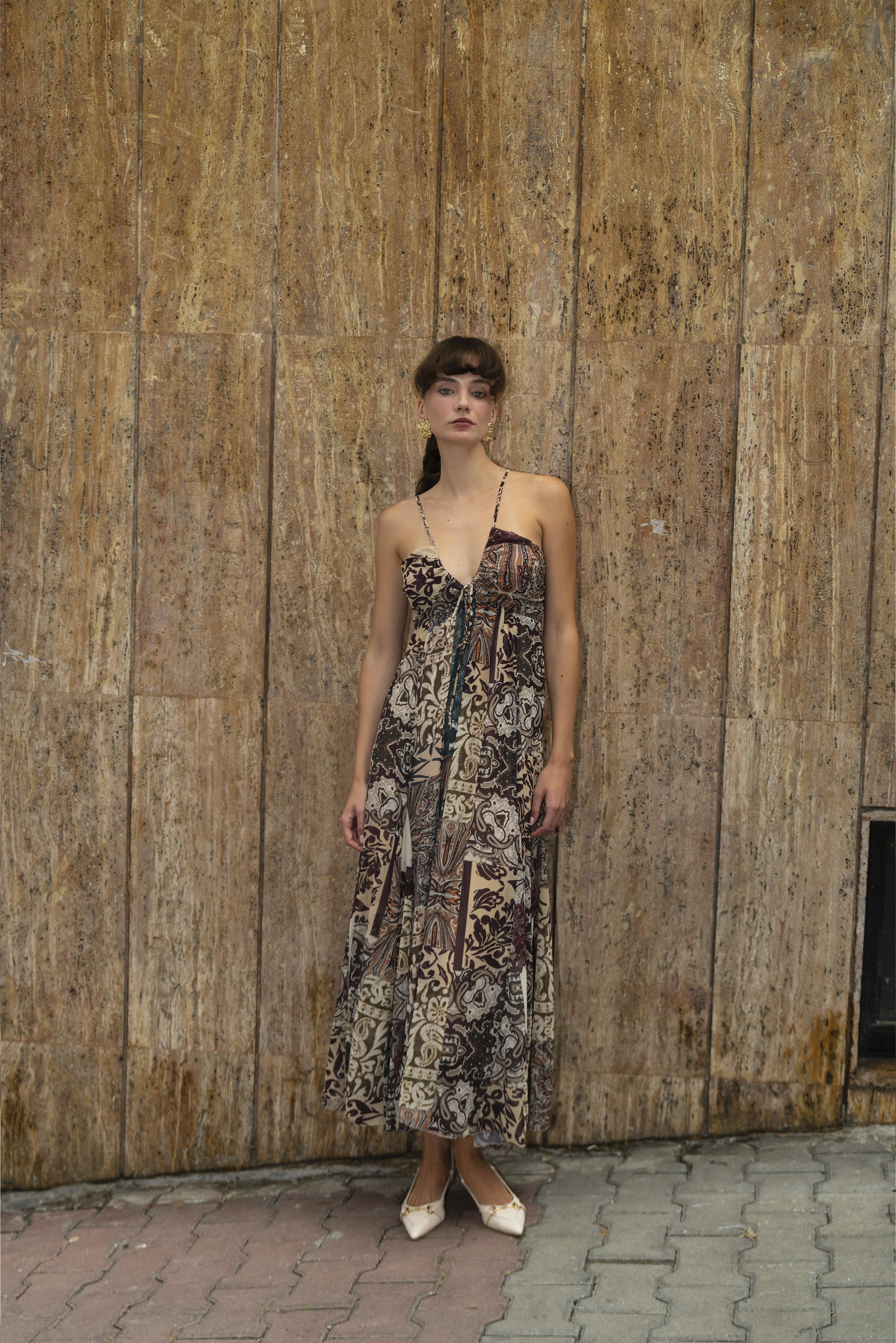 3353 EMPİRME ASKILI ELBİSE MÜRDÜM