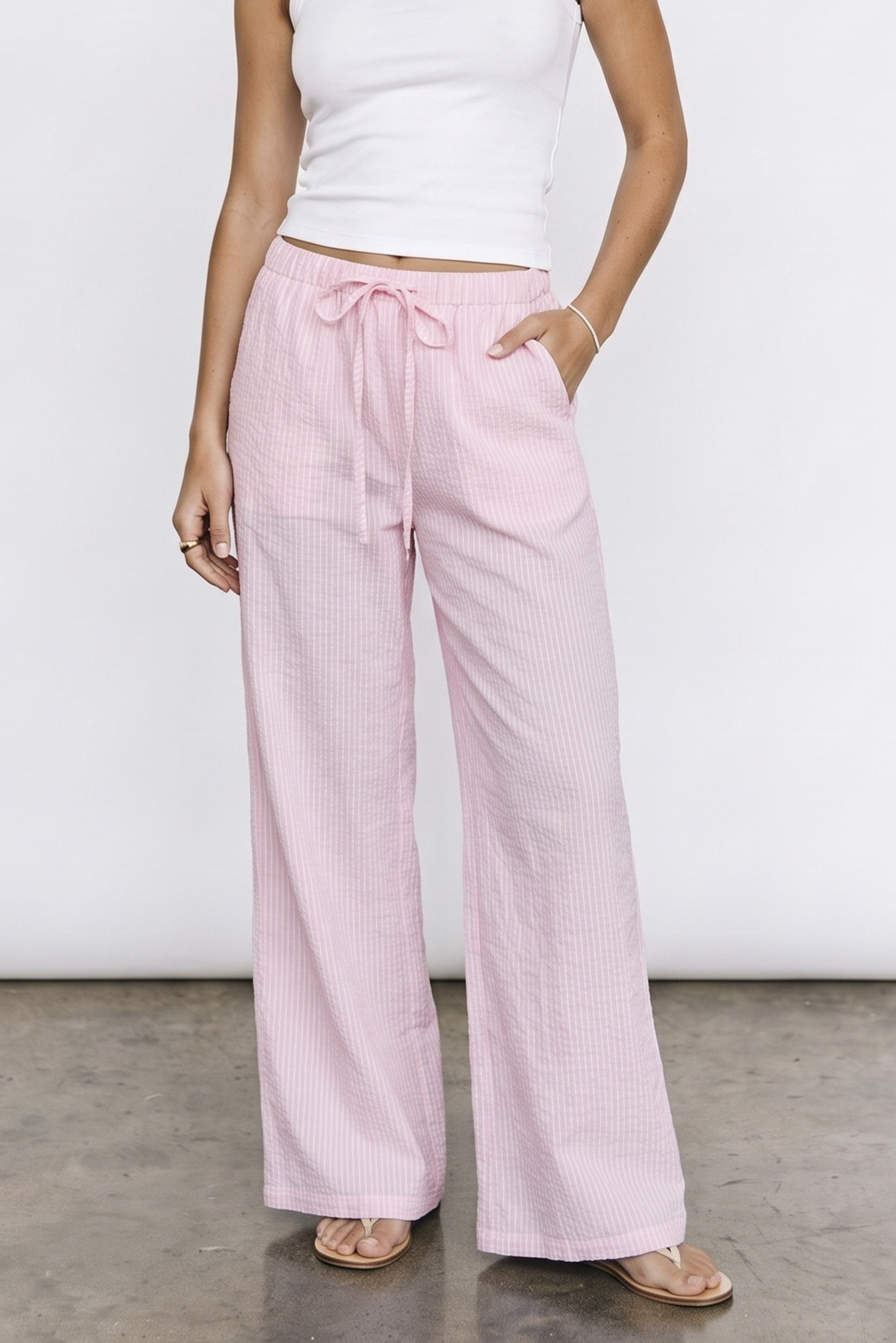 51435 ÇİZGİLİ PANTOLON UÇUK PEMBE