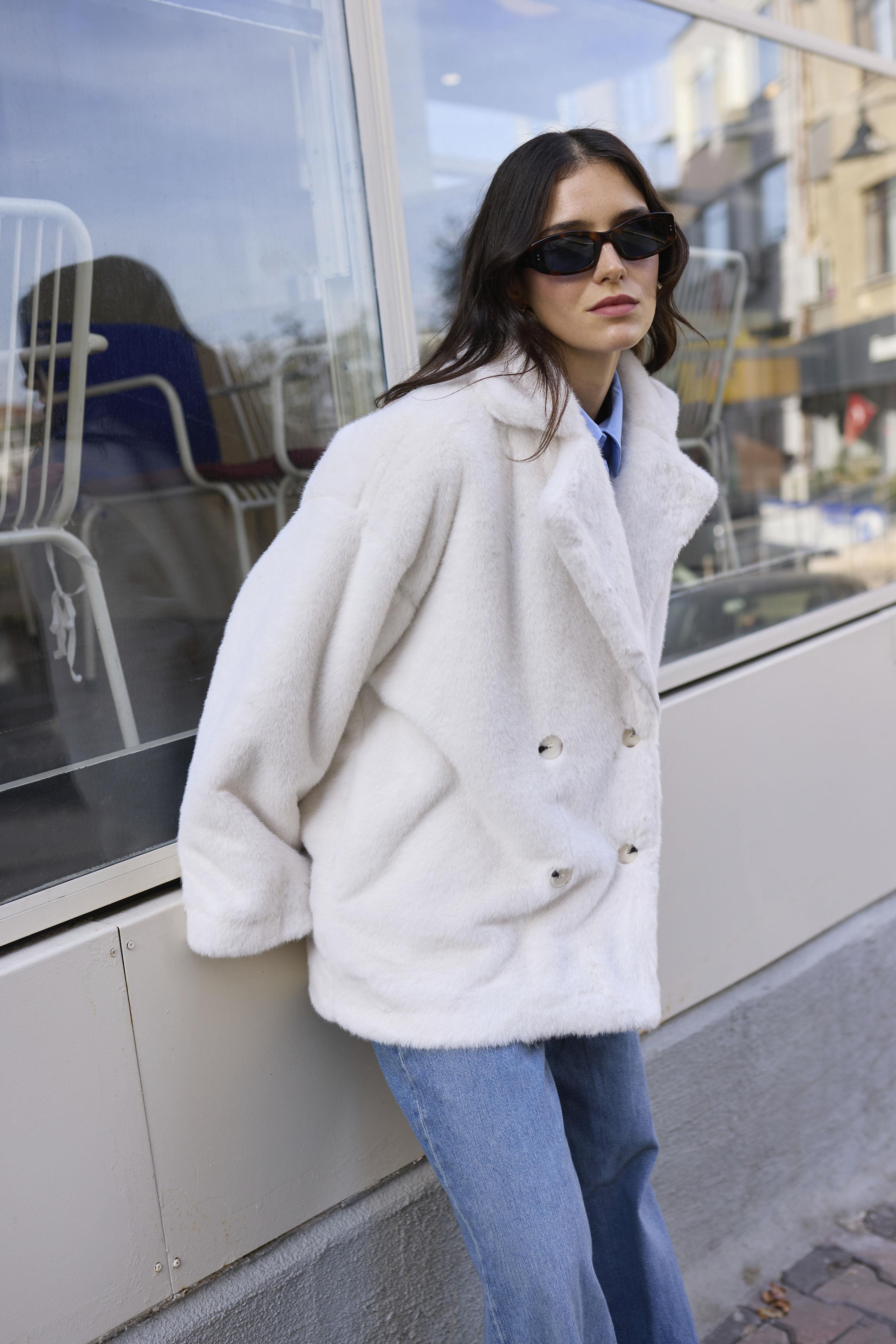 9621 KÜRKLÜ CEKET BEYAZ