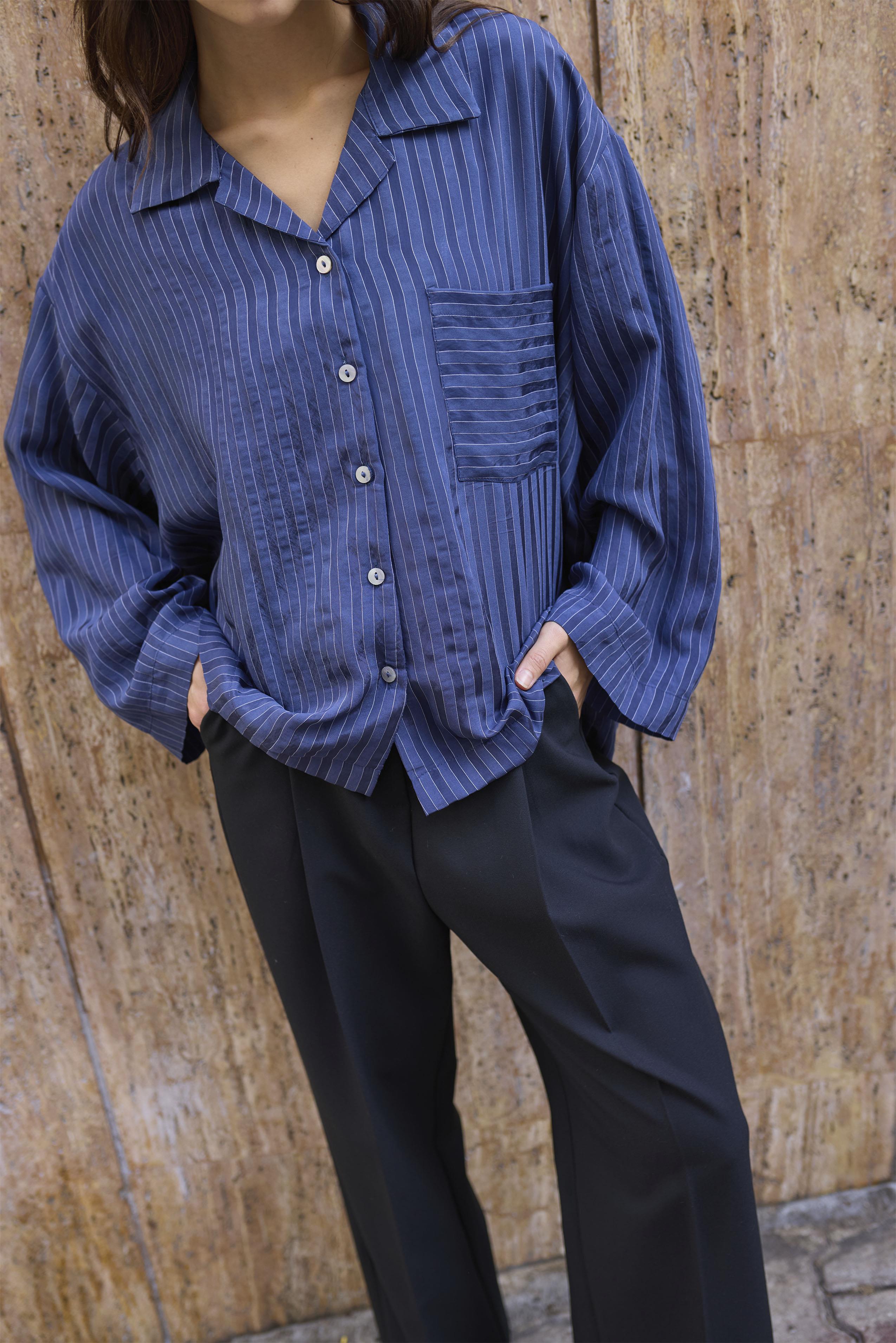 4998 OVERSIZE GÖMLEK LACİVERT