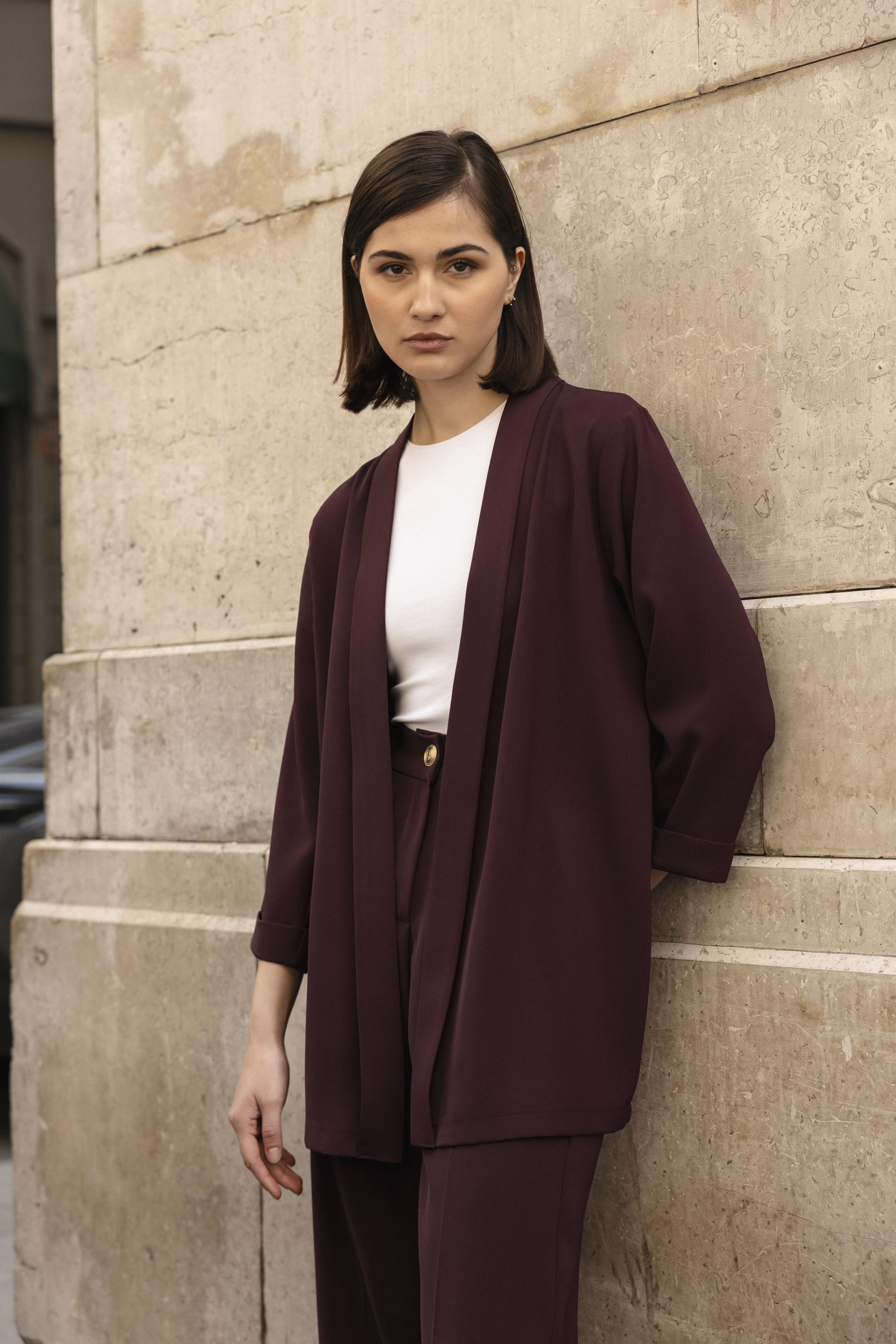 9564 ŞAL YAKA CEKET BORDO