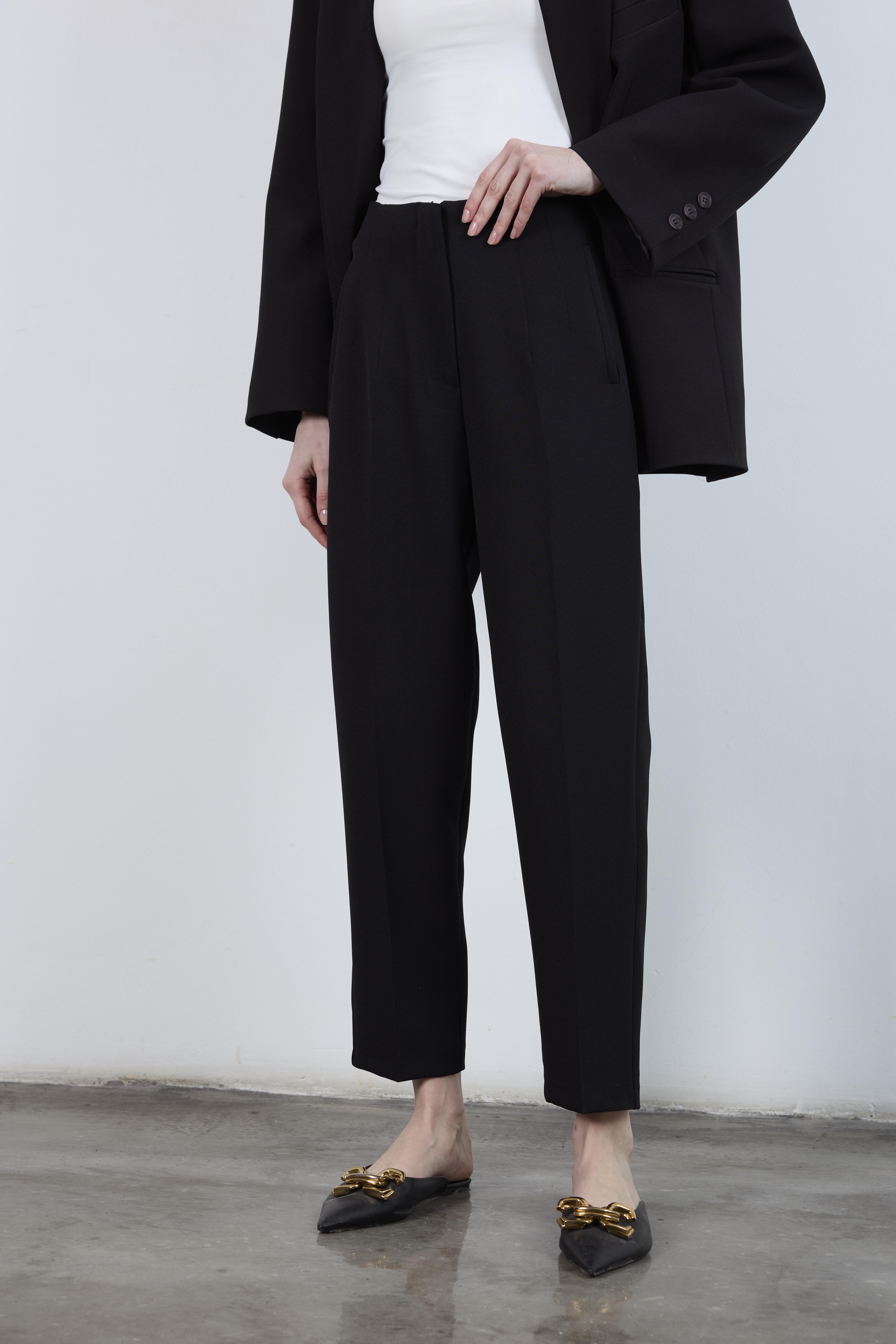 50109 PENSLİ HAVUÇ PANTOLON SİYAH