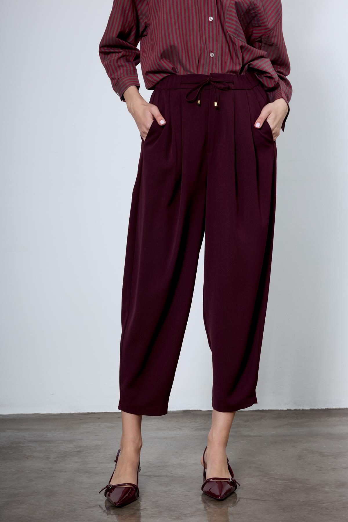 51111 PİLİLİ PANTOLON BORDO