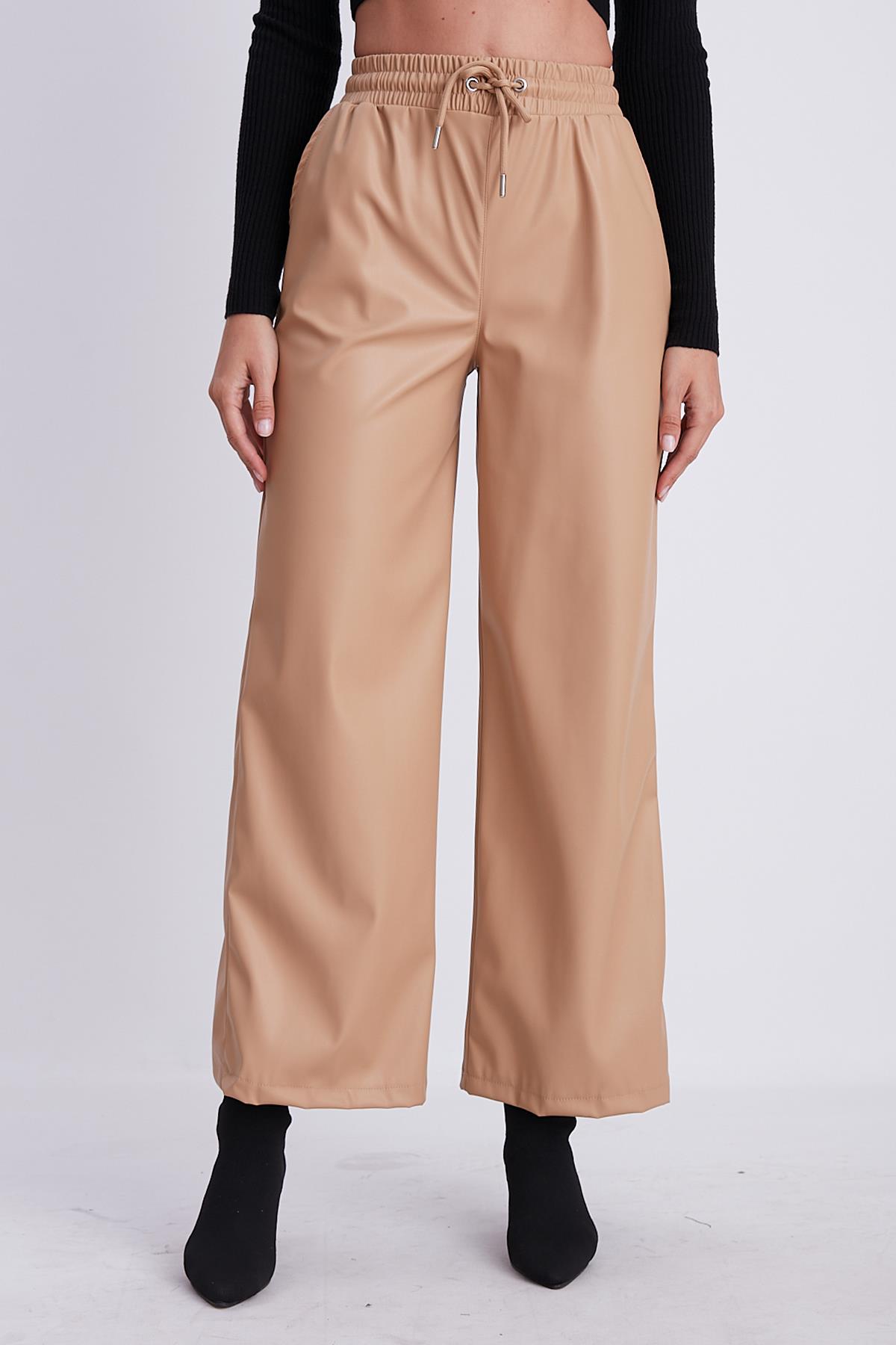 50713 DERİ PALAZZO PANTOLON CAMEL