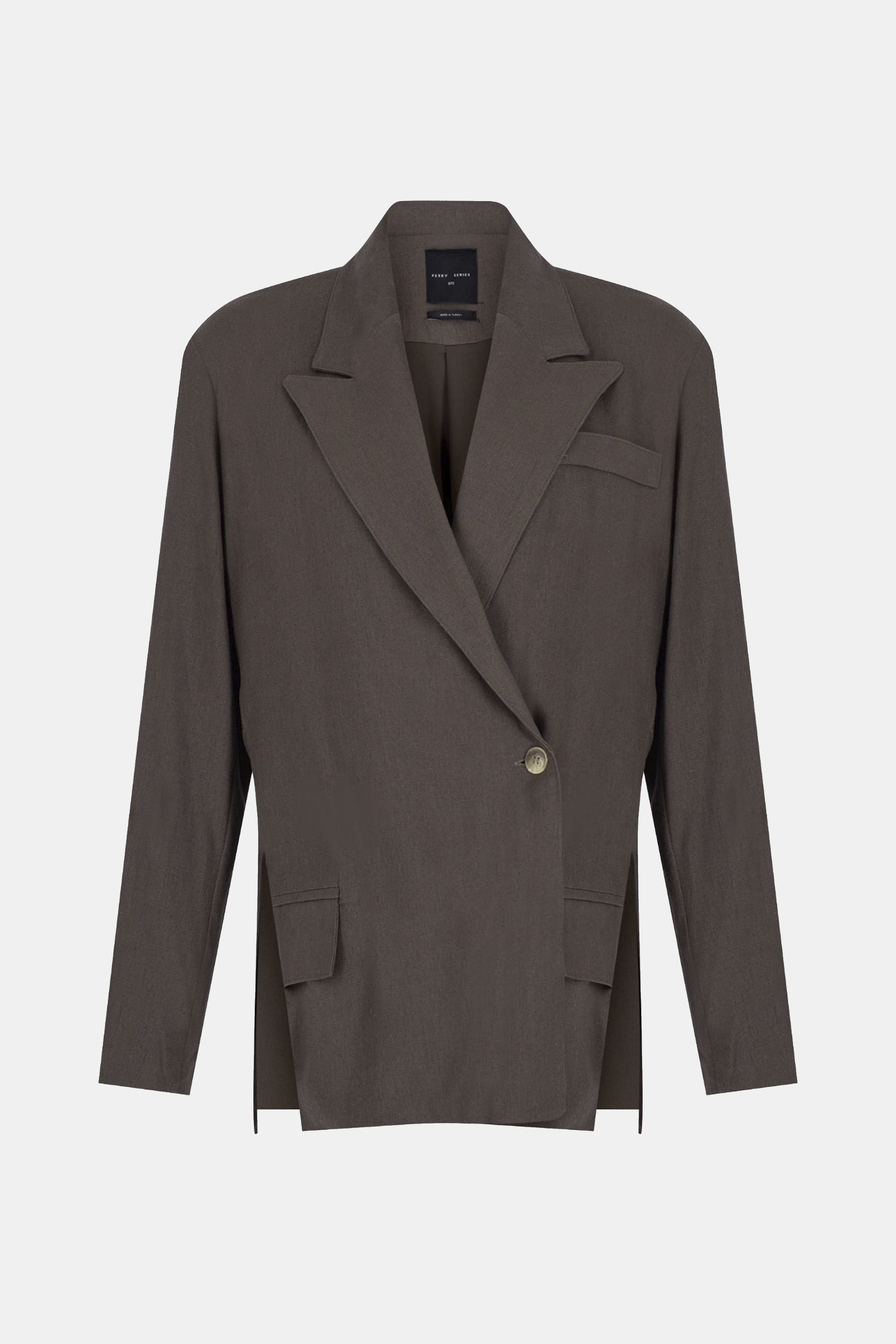 9670 KETEN BLAZER CEKET KAHVE