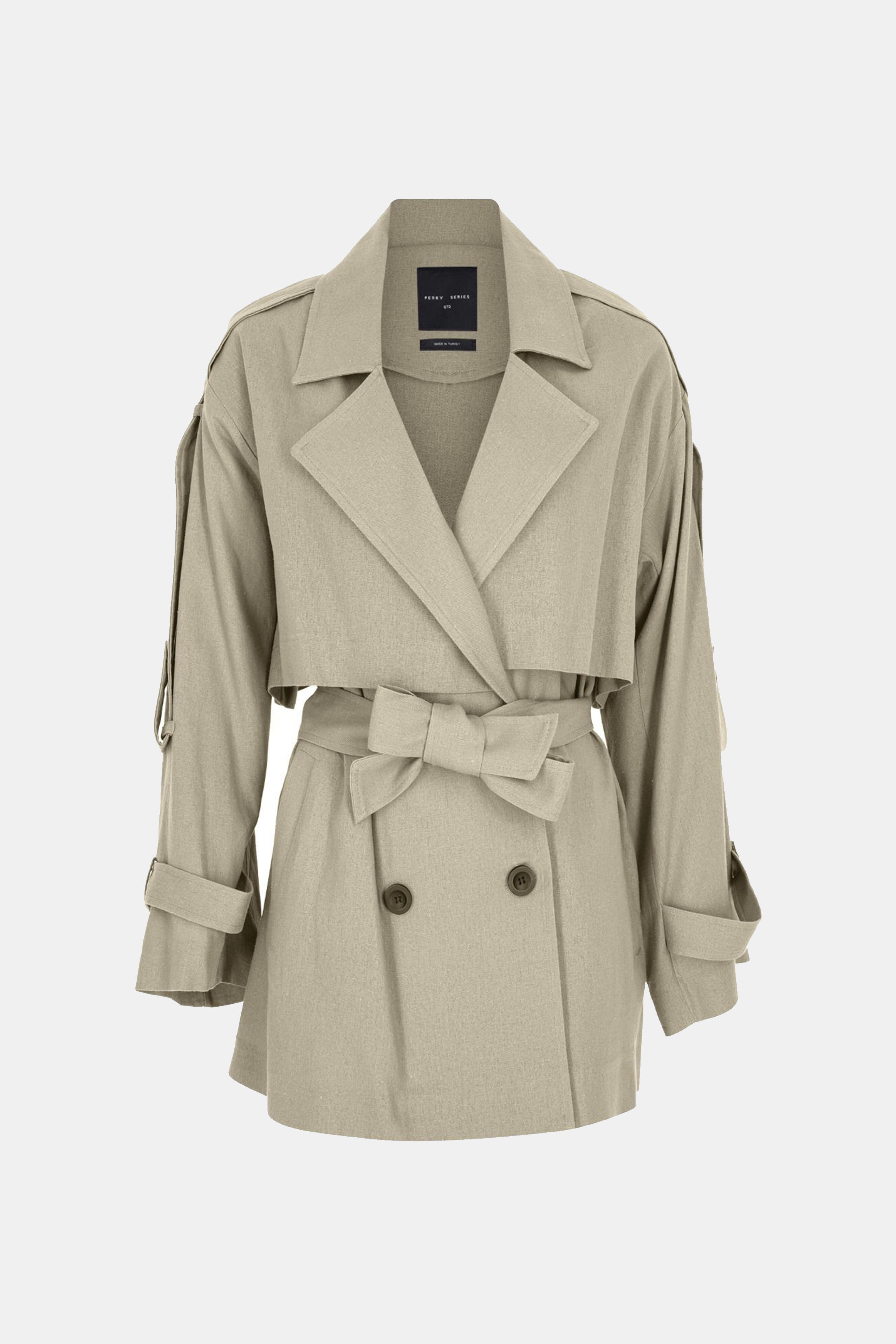 9673 ASTARSIZ APOLETLİ TRENÇ TAŞ