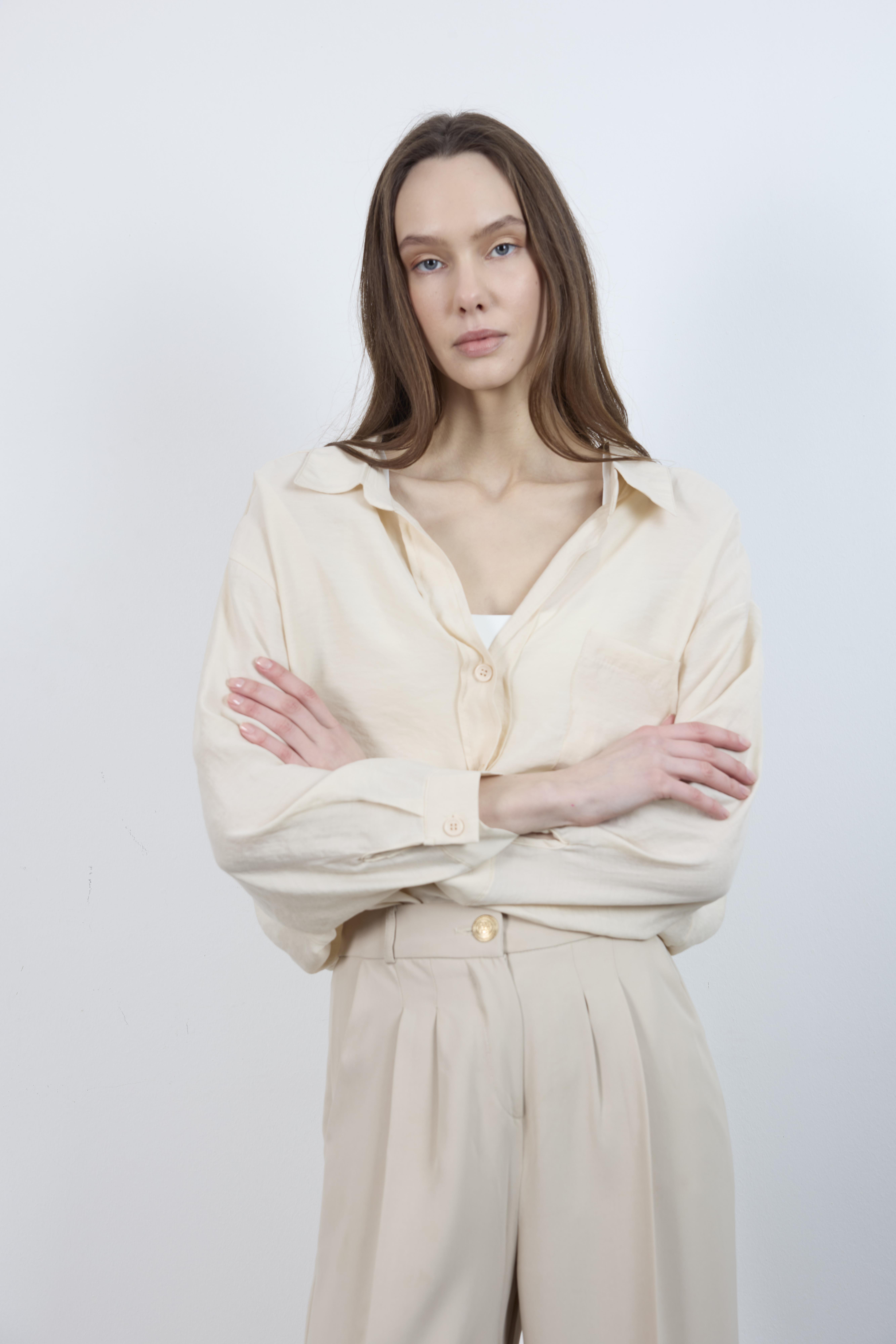 4612 DÜŞÜK OMUZLU OVERSİZE GÖMLEK TAŞ