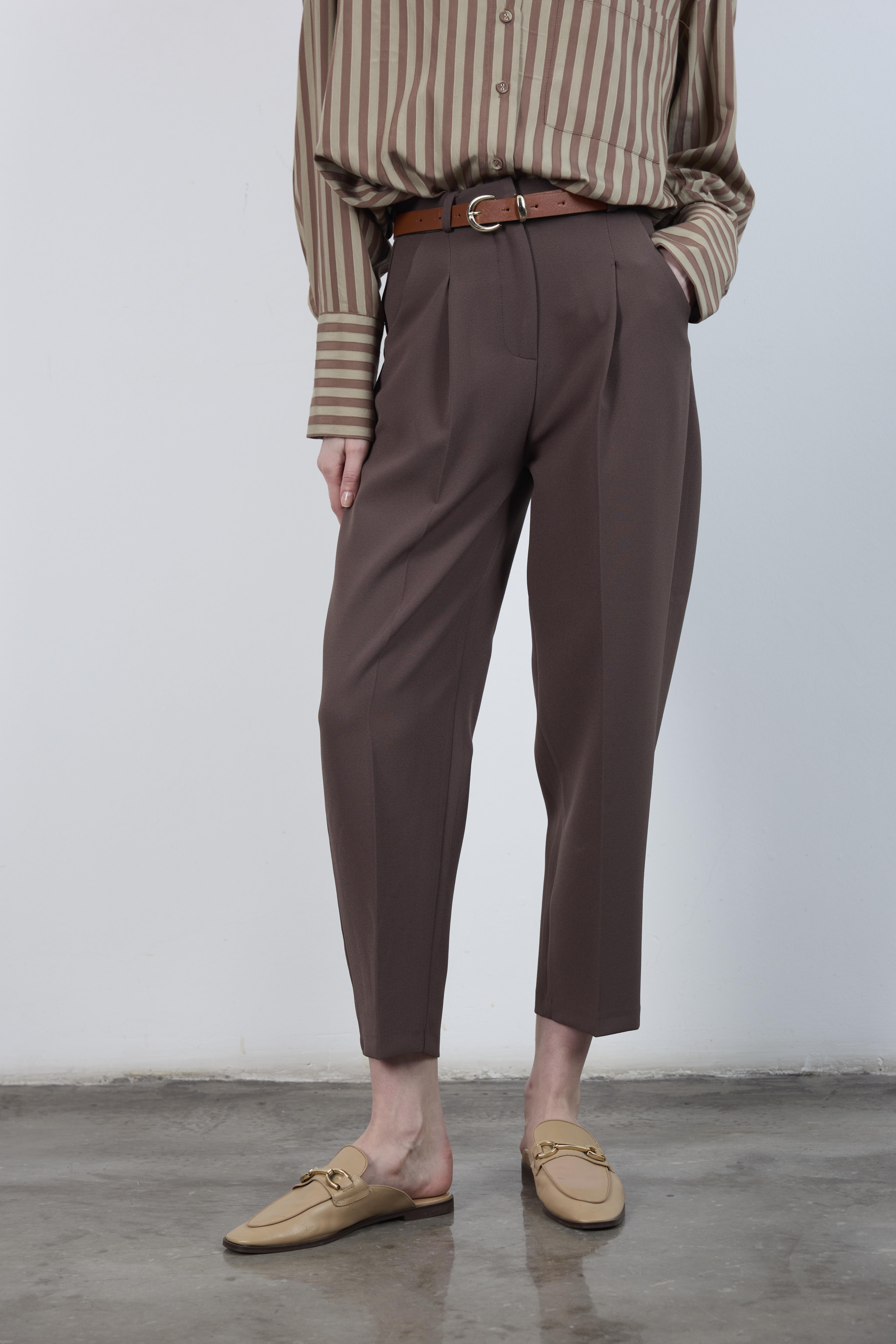 50938 KEMERLİ PANTOLON KAHVE