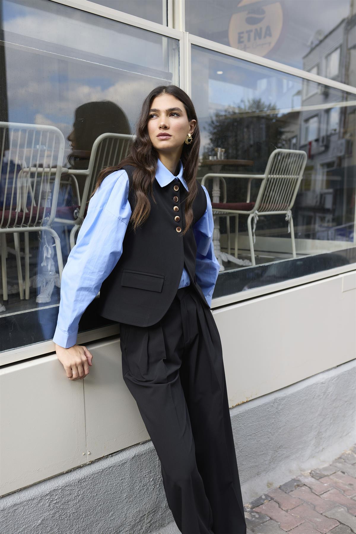 9595 YELEK PANTOLON TAKIM SİYAH