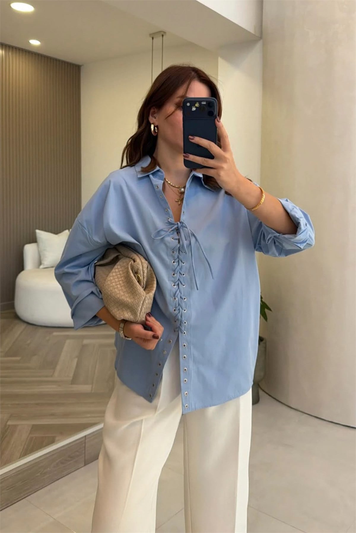 5157 KUŞGÖZLÜ GÖMLEK BEBE MAVİ
