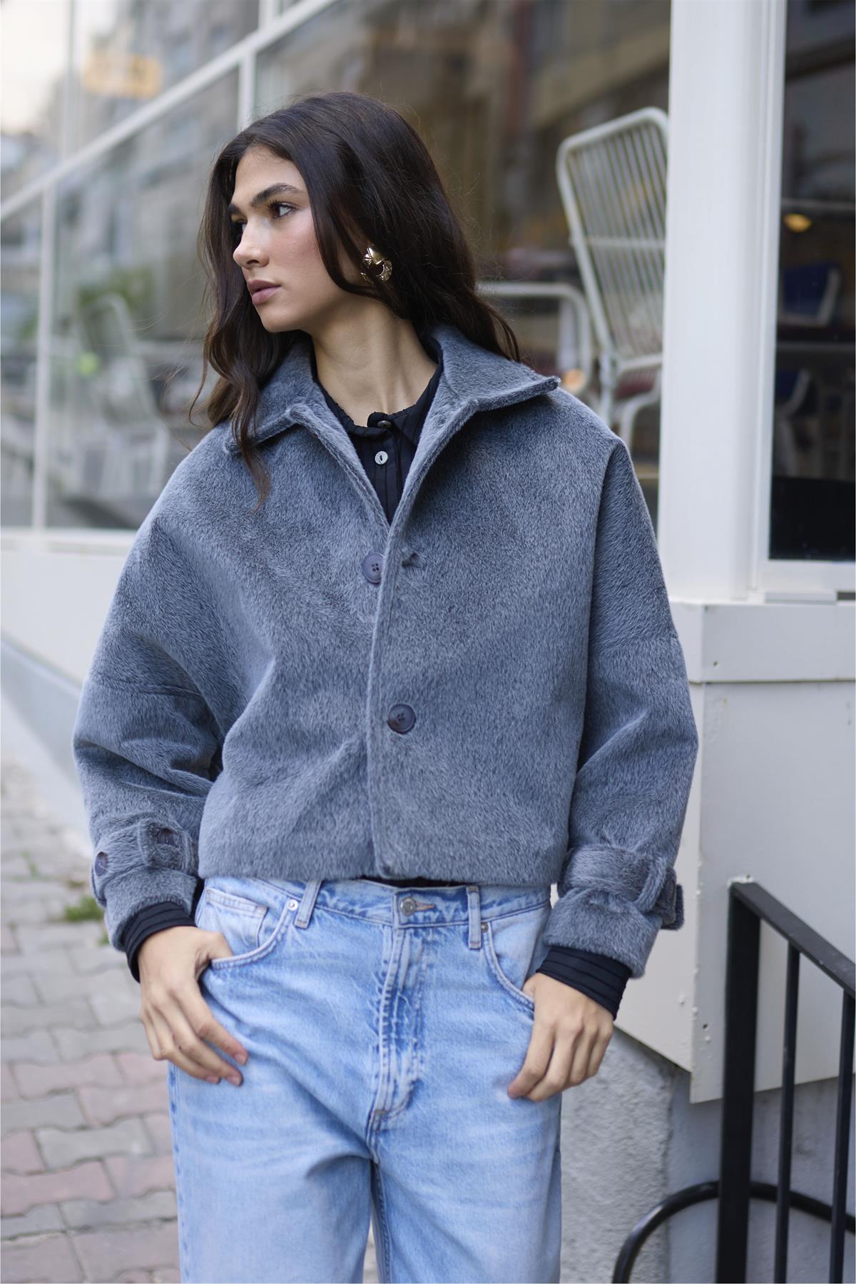 9654 PELUŞ CEKET GRİ