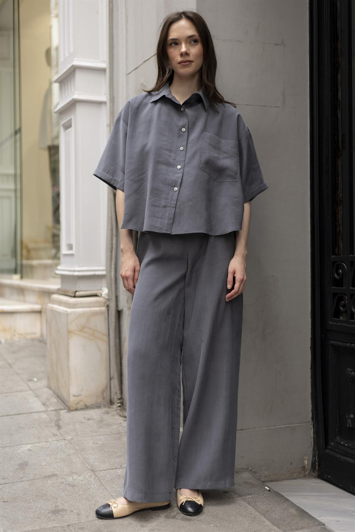 51156 GÖMLEK PANTOLON TAKIM ANTRASİT