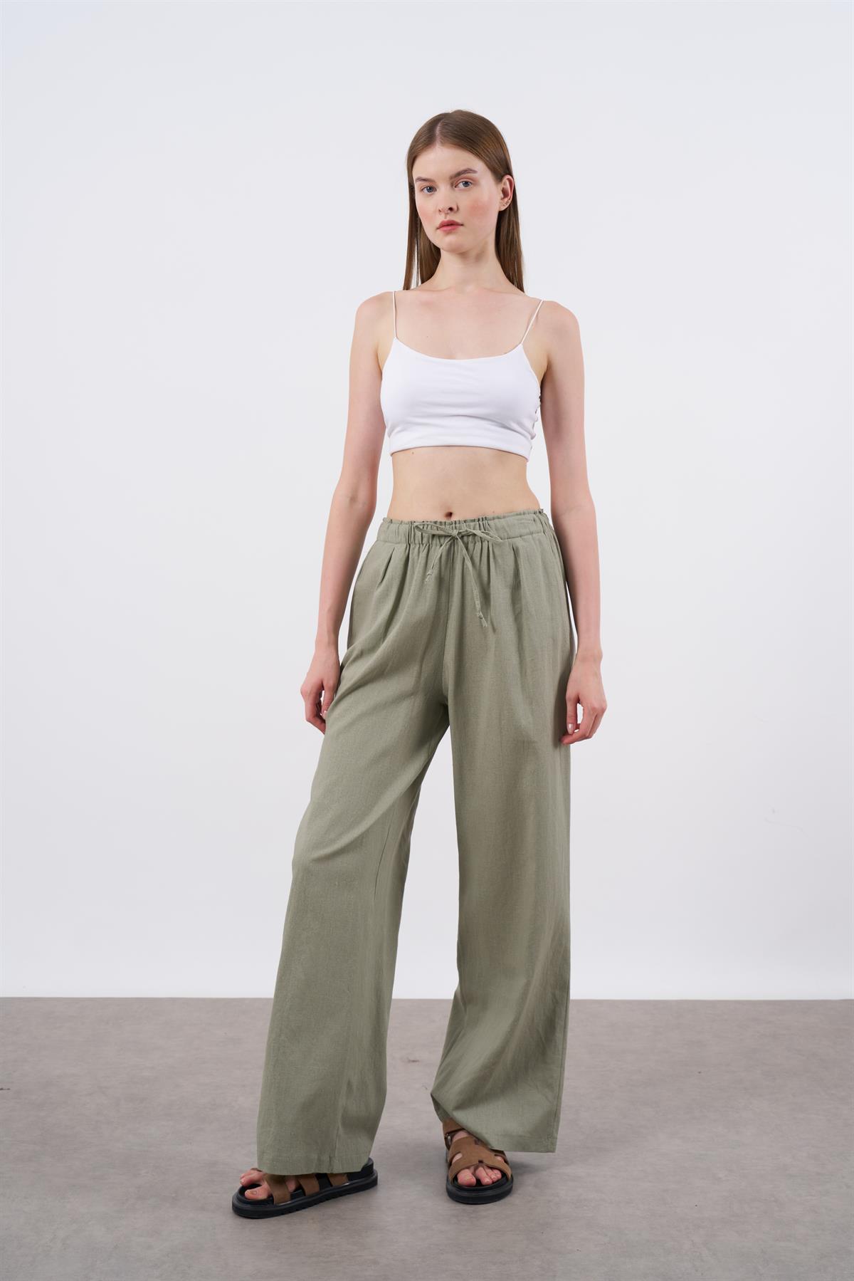 51017 KETEN PANTOLON ÇAĞLA YEŞİL