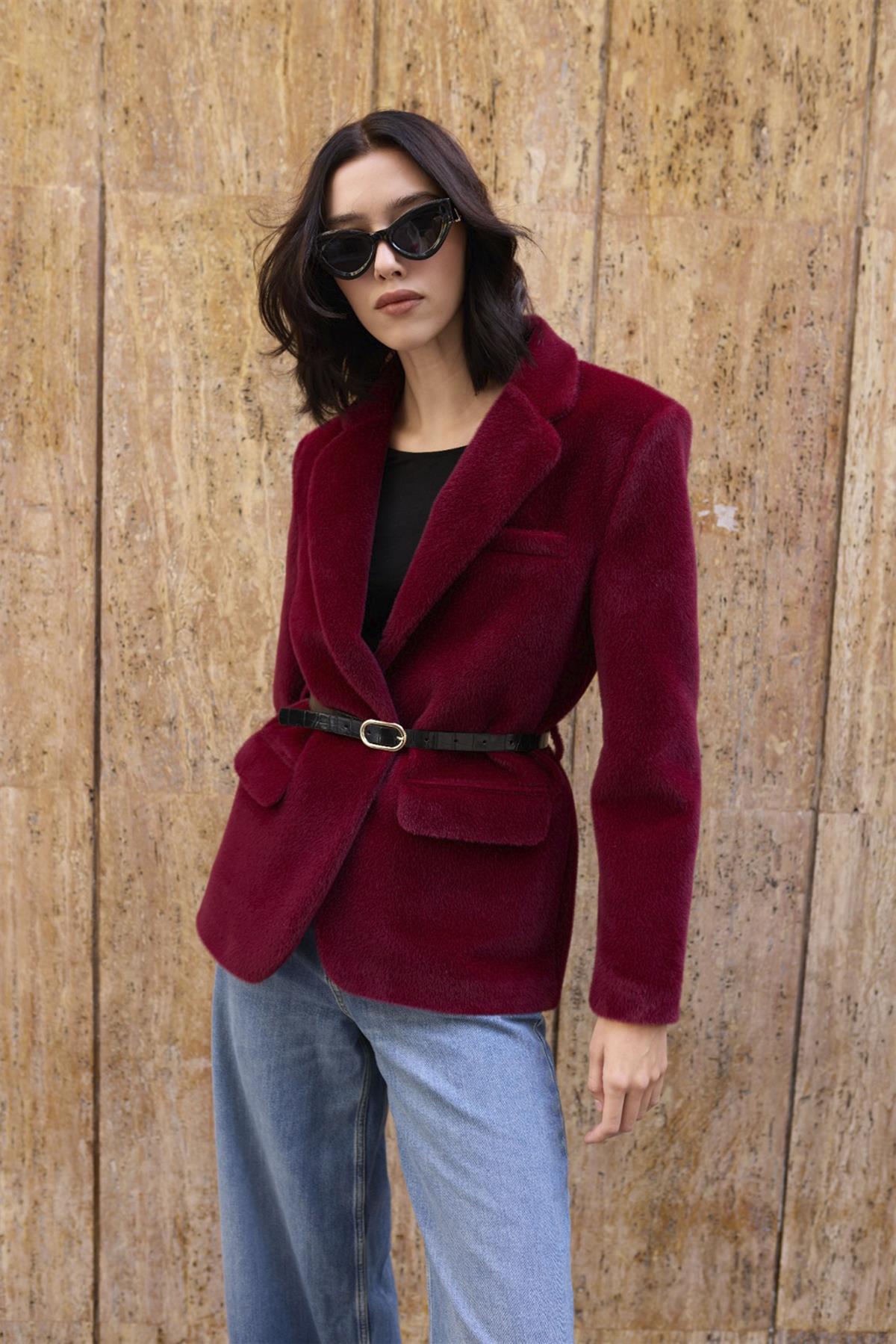 9490 PELUŞLU CEKET BORDO