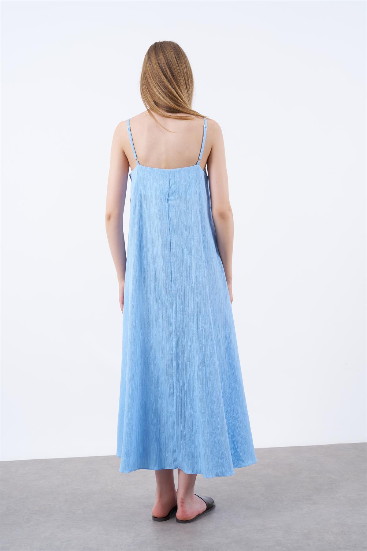 3124 ASKILI ELBİSE(2975) MAVİ