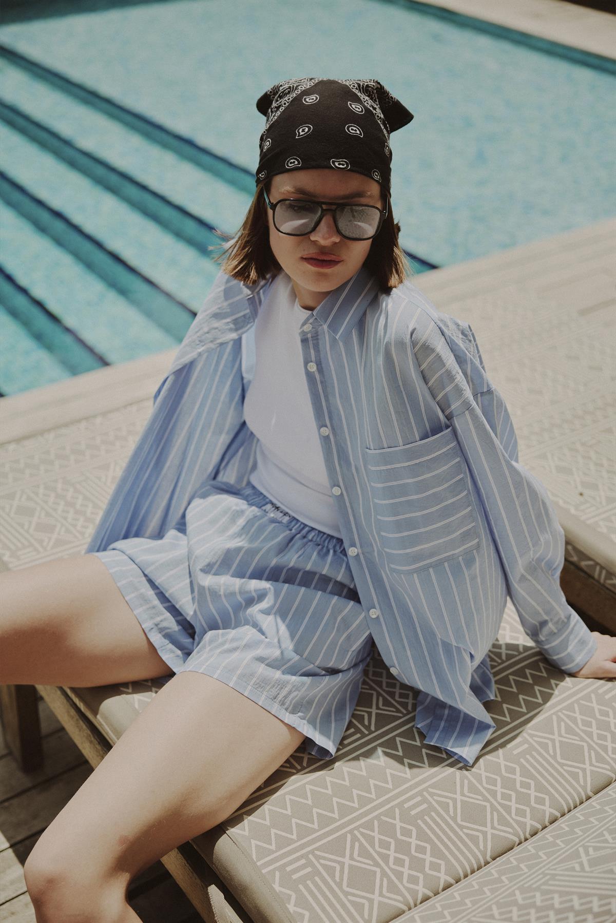 51177 GÖMLEK ŞORT TAKIM MAVİ