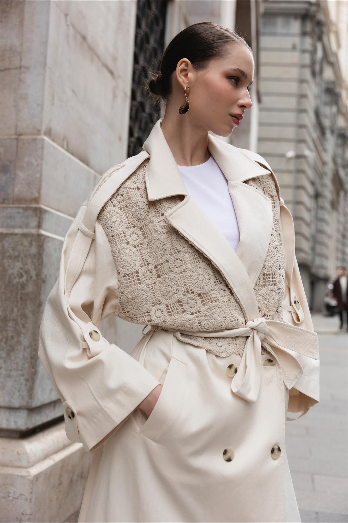 9537 GABARDİN TRENÇ TAŞ