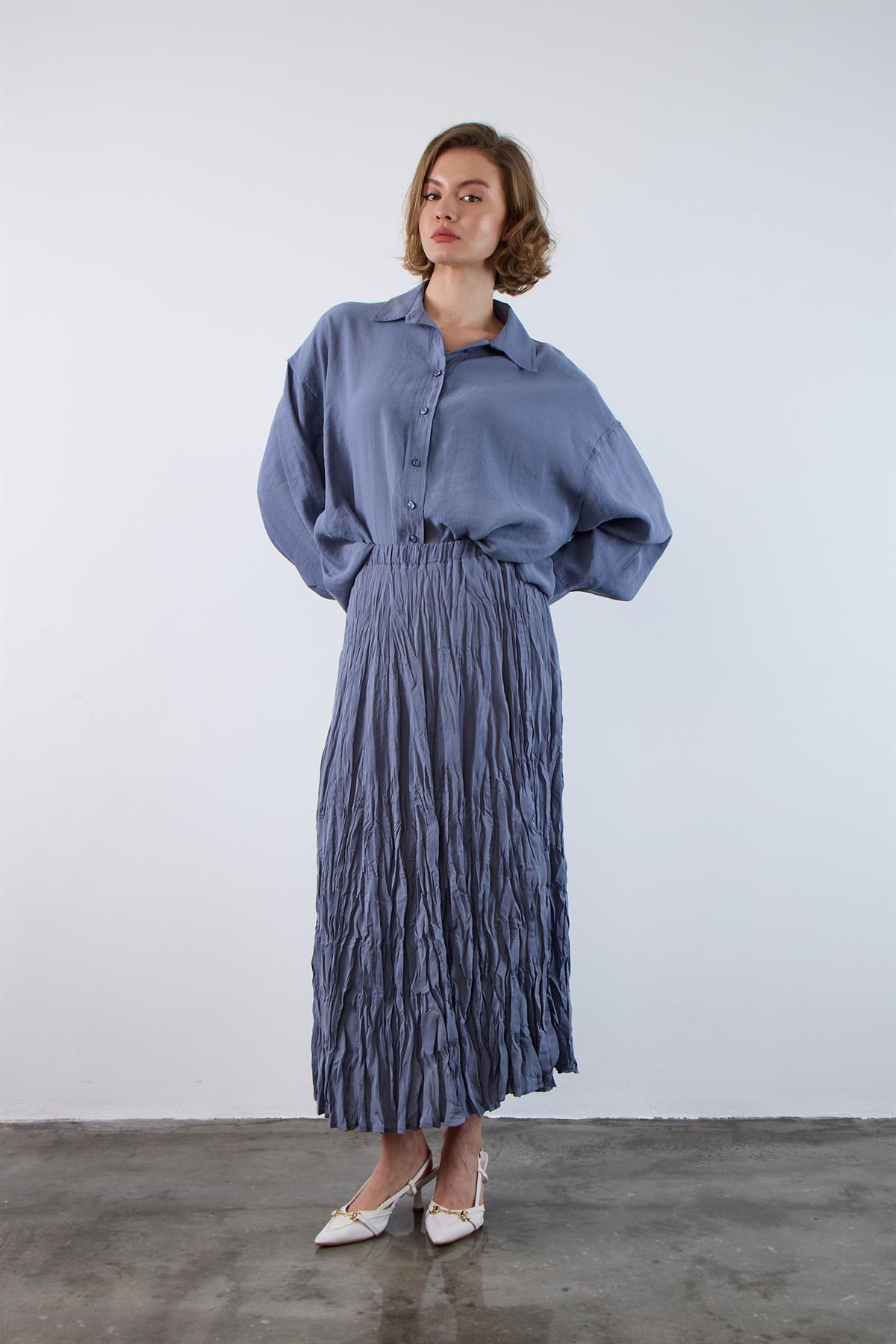 3207 KIRIŞIK ETEK İNDİGO