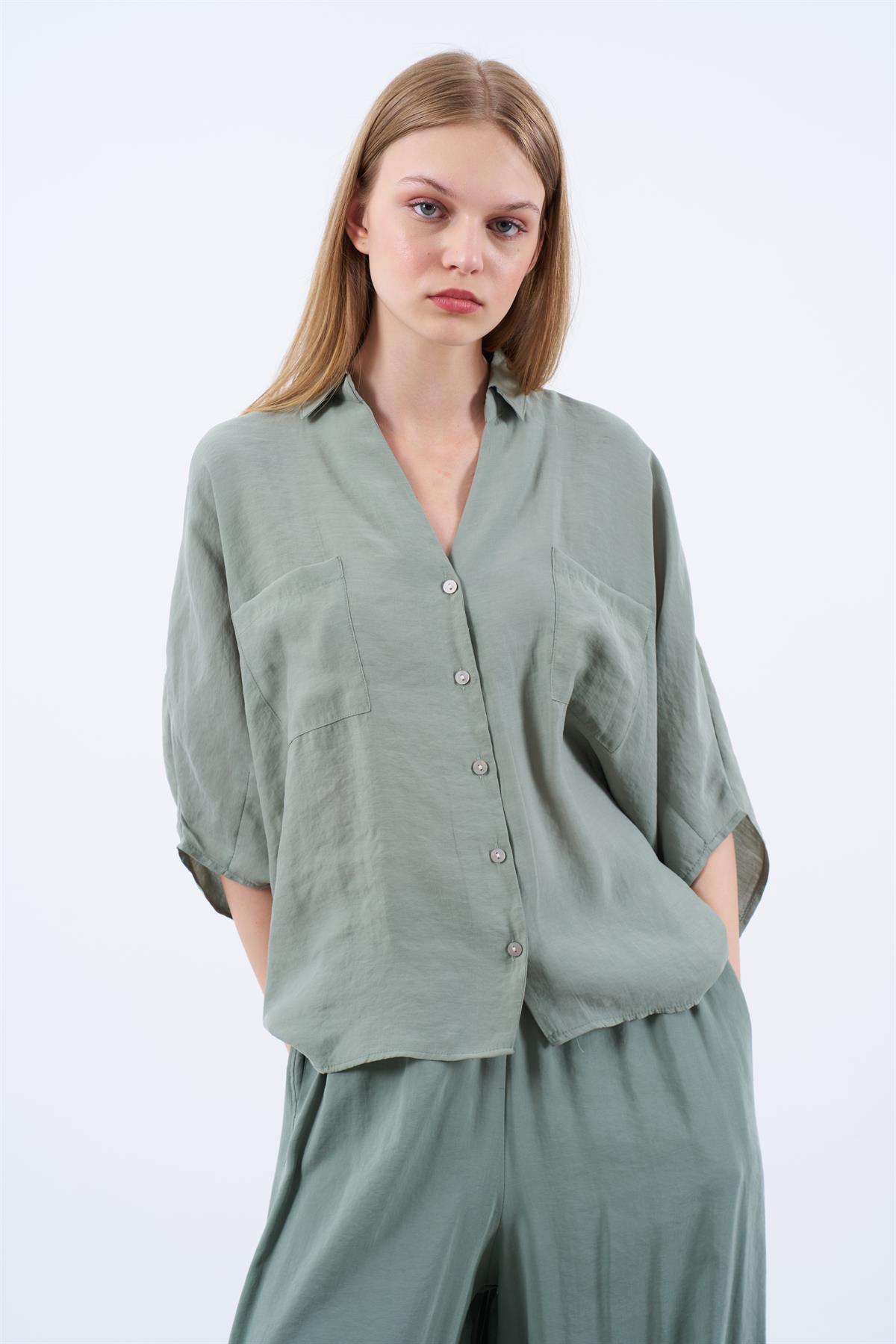4925 OVERSIZE GÖMLEK ÇAĞLA YEŞİL