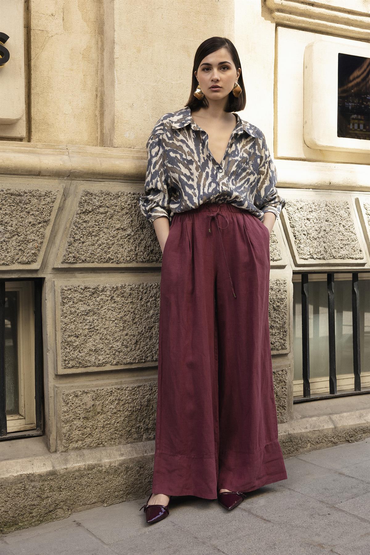 4962 DESENLİ OVERSIZE GÖMLEK LACİVERT