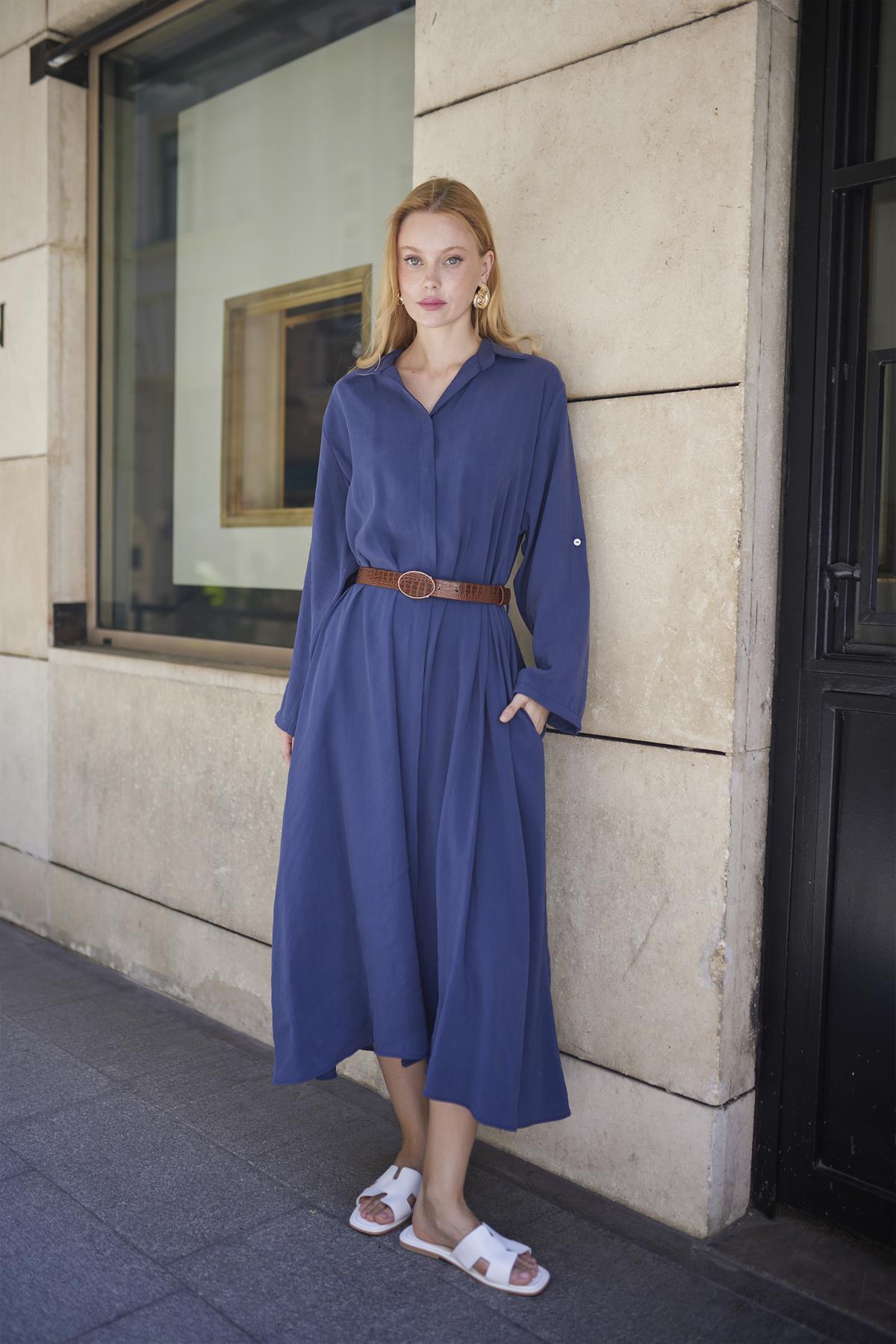 3270 GÖMLEK ELBİSE LACİVERT