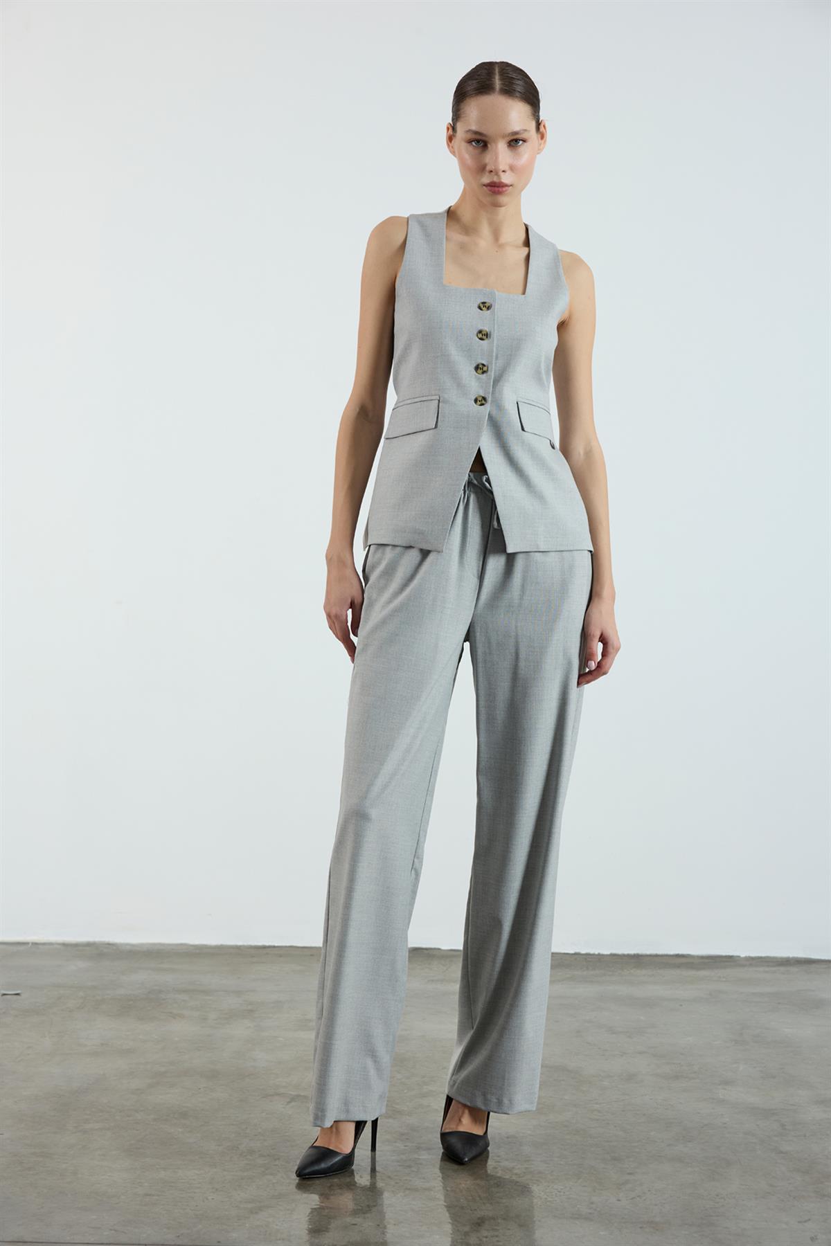 51102 YELEKLİ TAKIM GRİ