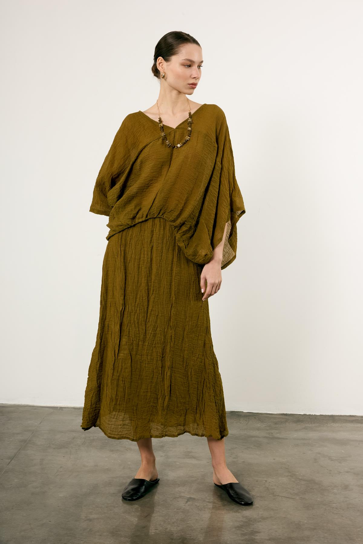 51134 BLUZ ETEK TAKIM OLİVE