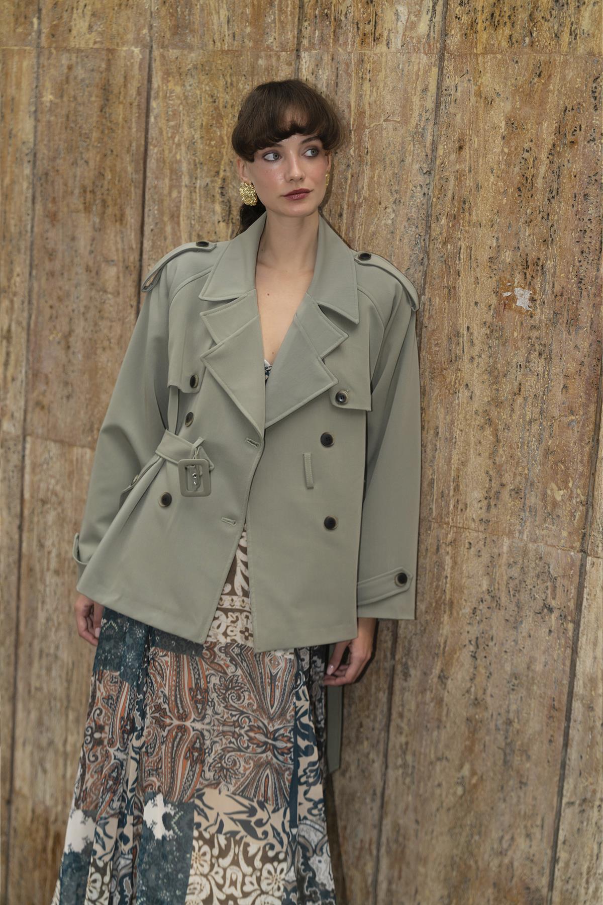 9587 ARA YAKALI TRENÇ HAKİ