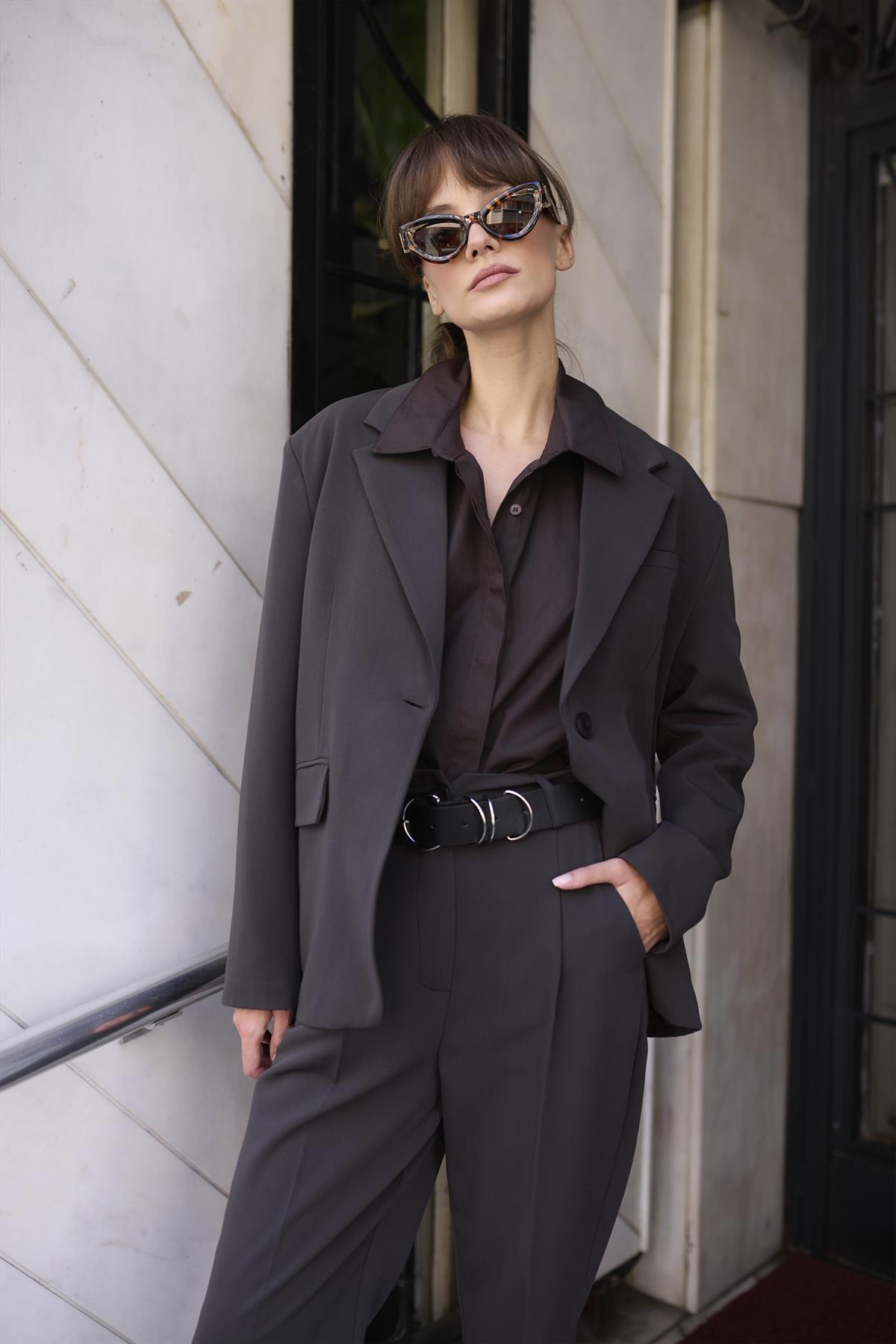 9615 POLİVİSKON CEKET KOYU KAHVE