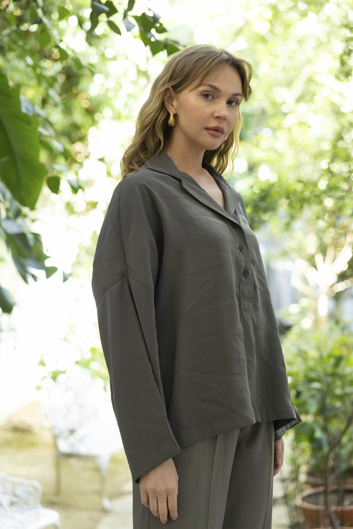 4953 POLO YAKA BLUZ ANTRASİT