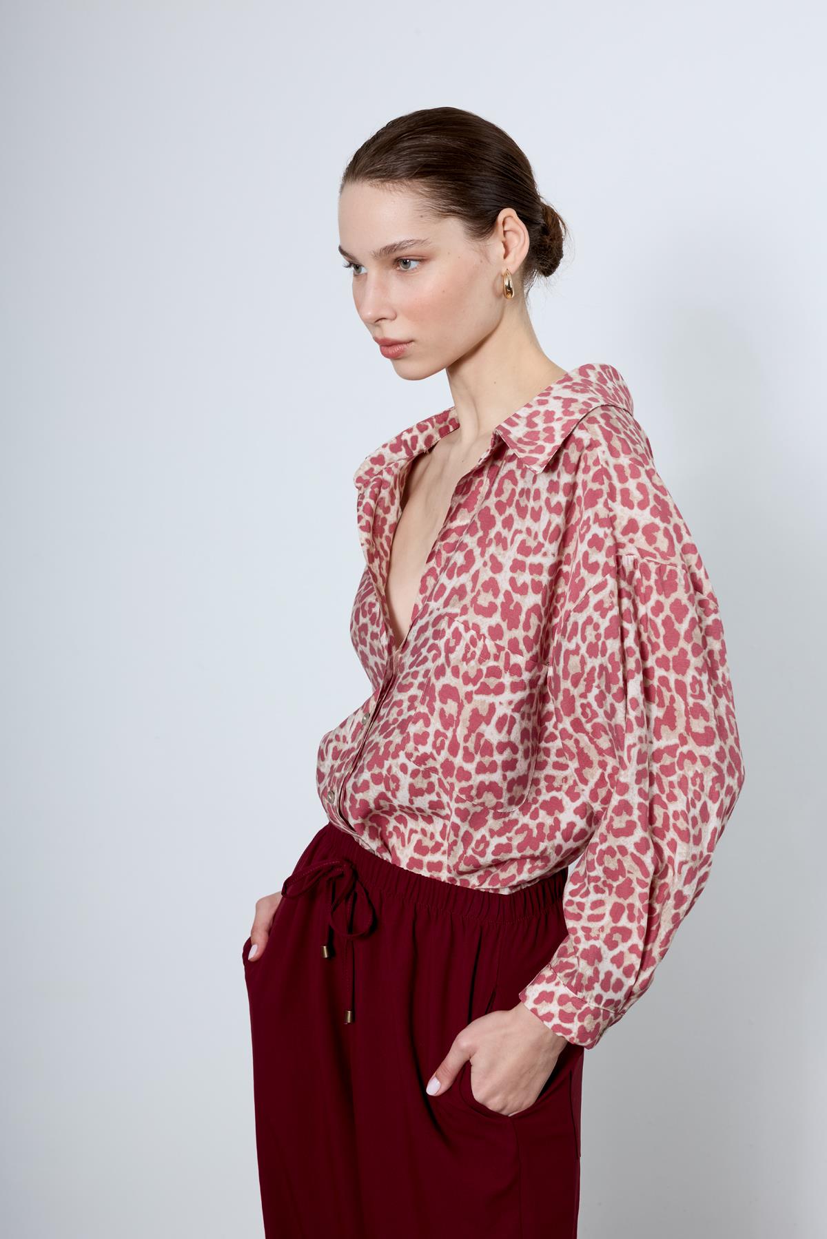 4954 OVERSİZE OVERSİZE GÖMLEK BORDO