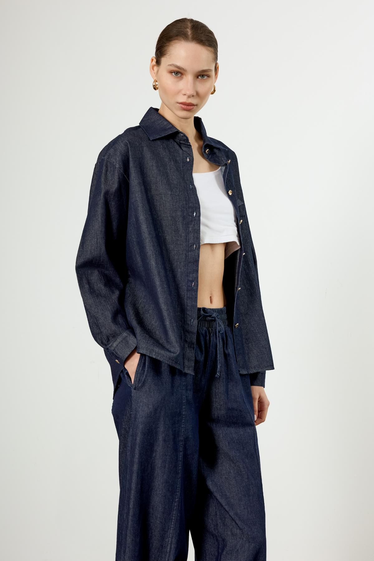 0089 DENİM GÖMLEK LACİVERT