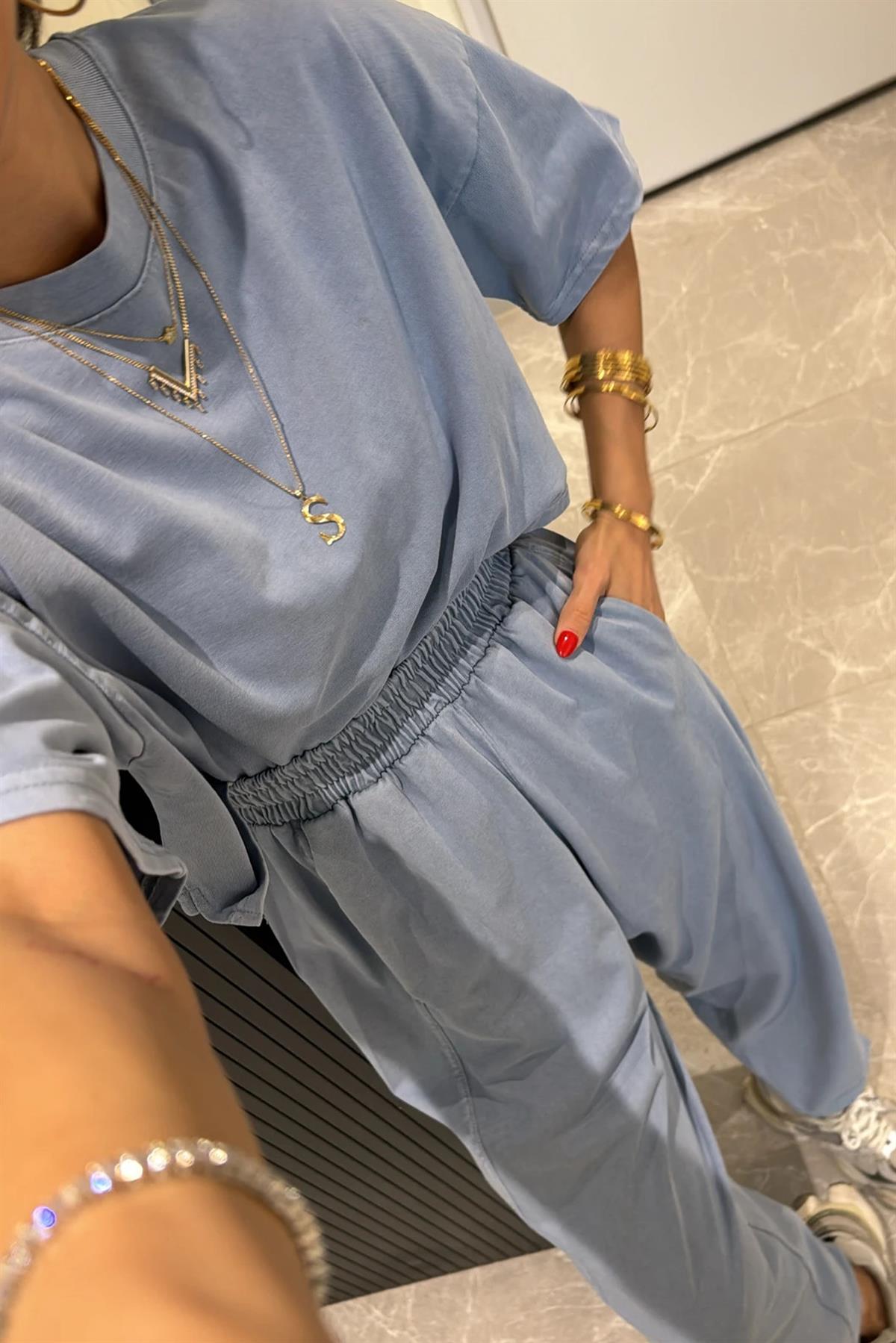 0057 ŞALVAR TİŞÖRT TAKIM MAVİ