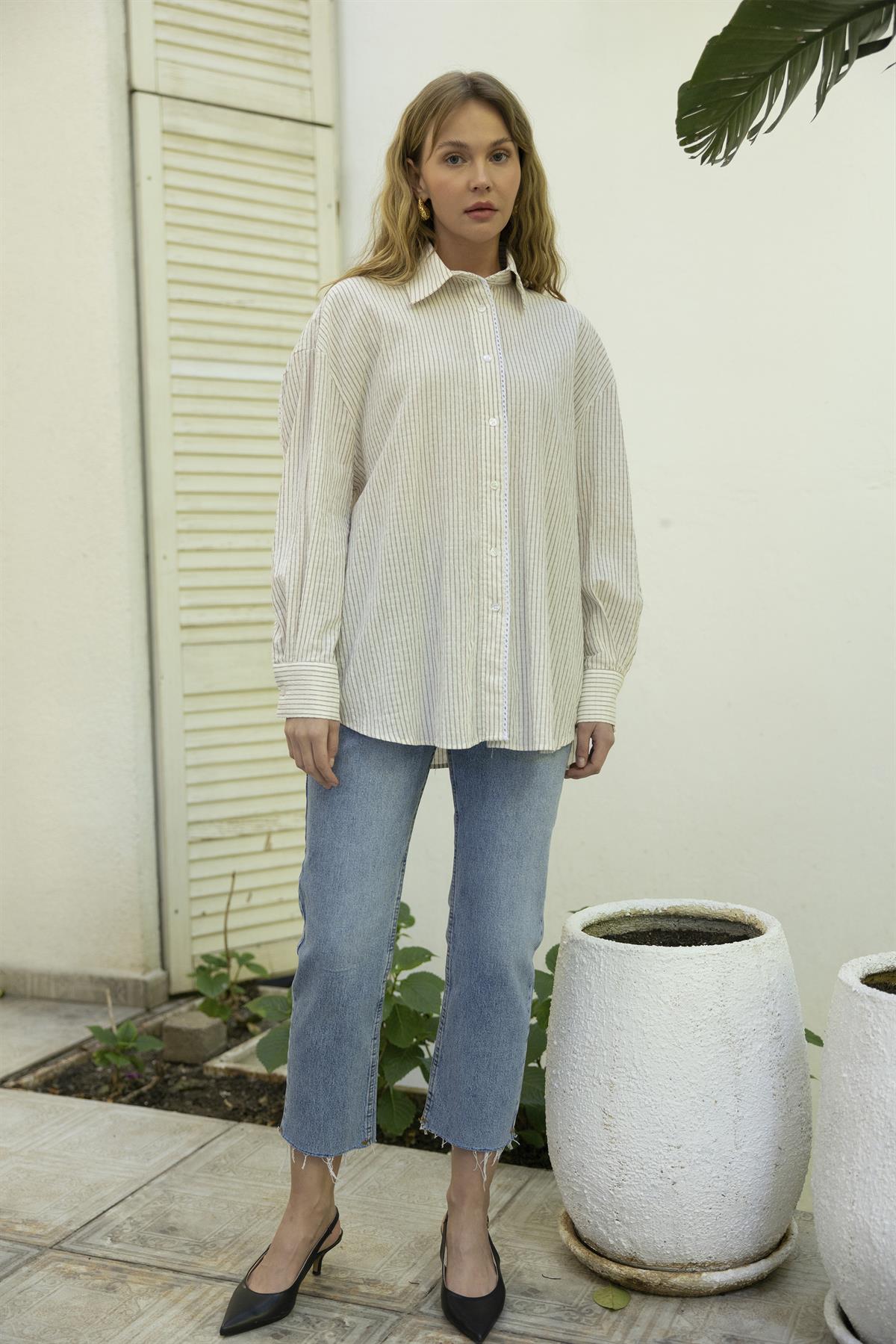 4970 DANTELLİ GÖMLEK KAHVE