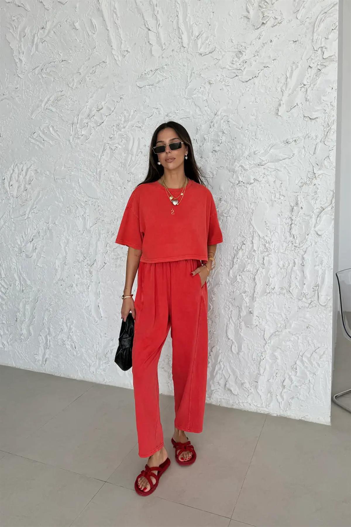 0057 ŞALVAR TİŞÖRT TAKIM NAR ÇİÇEĞİ