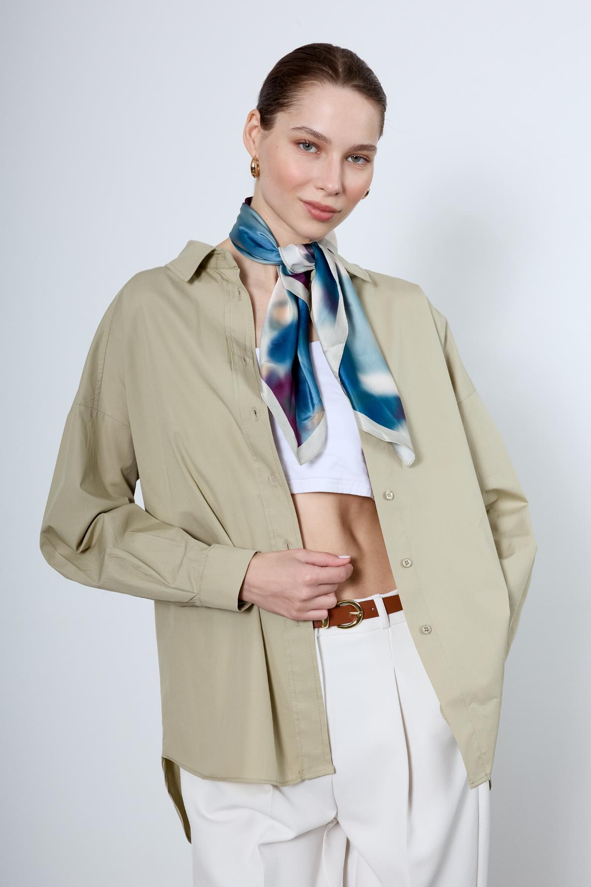 4943 POPLİN GÖMLEK AÇIK HAKİ