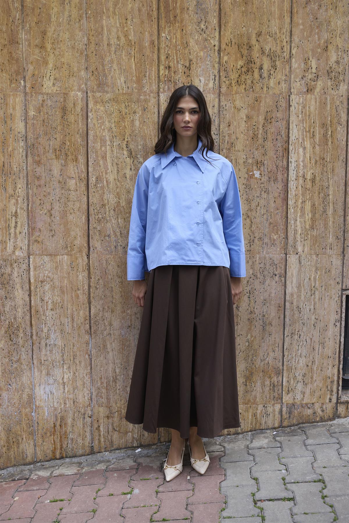 5001 REGLAN POPLİN GÖMLEK MAVİ