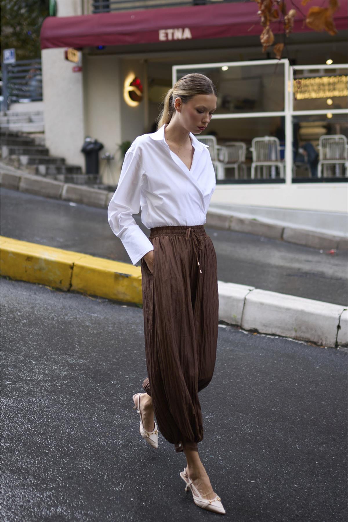 51226 ŞALVAR PANTOLON KAHVE