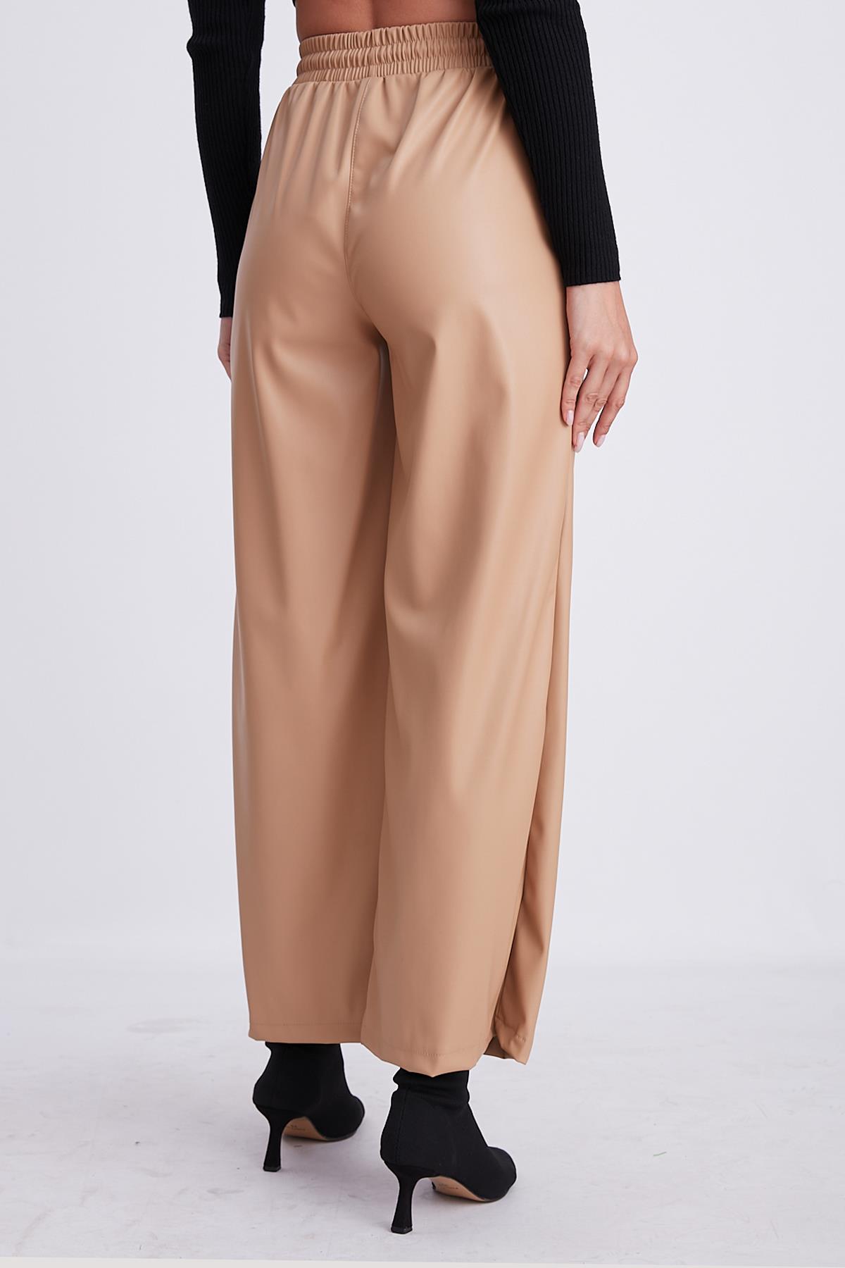 50713 DERİ PALAZZO PANTOLON CAMEL