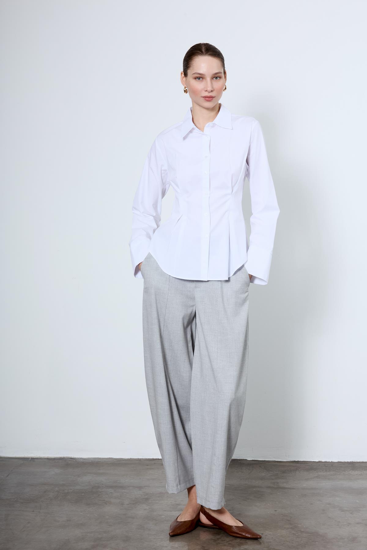 4965 PİLİLİ GÖMLEK BEYAZ