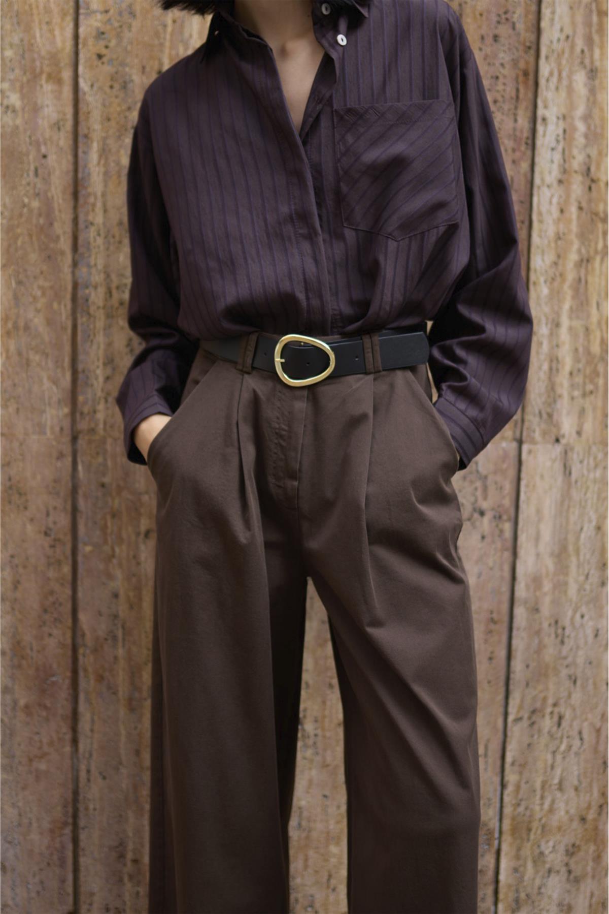 51223 KEMERLİ PANTOLON KAHVE