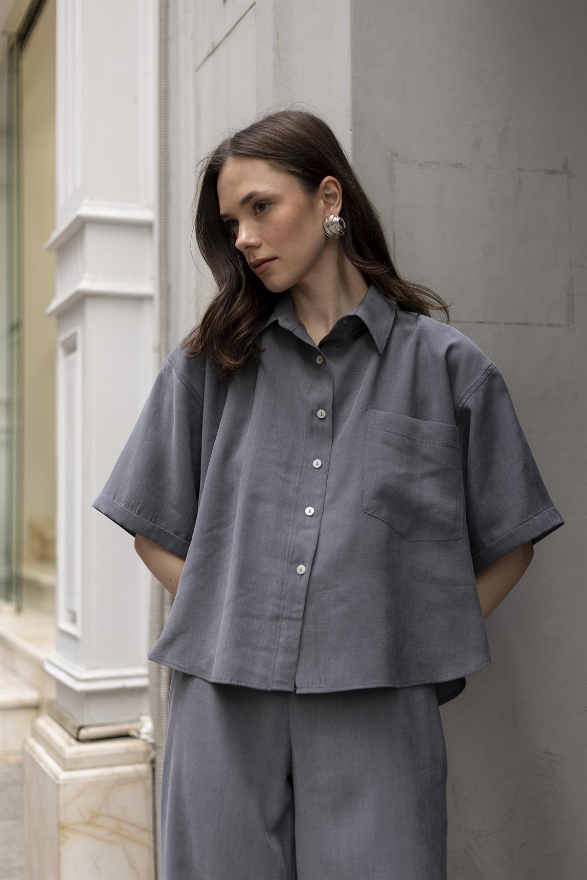 51156 GÖMLEK PANTOLON TAKIM ANTRASİT