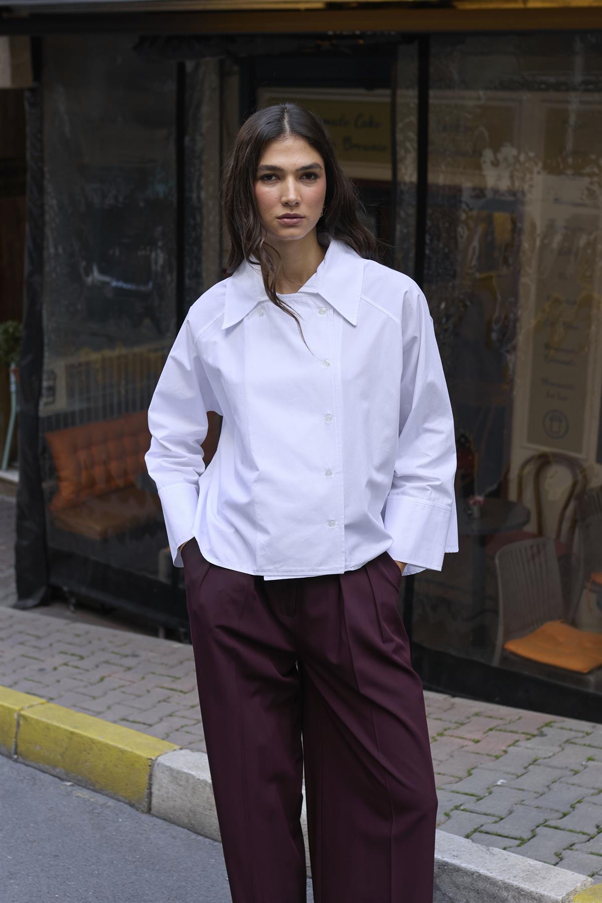 5001 REGLAN POPLİN GÖMLEK BEYAZ