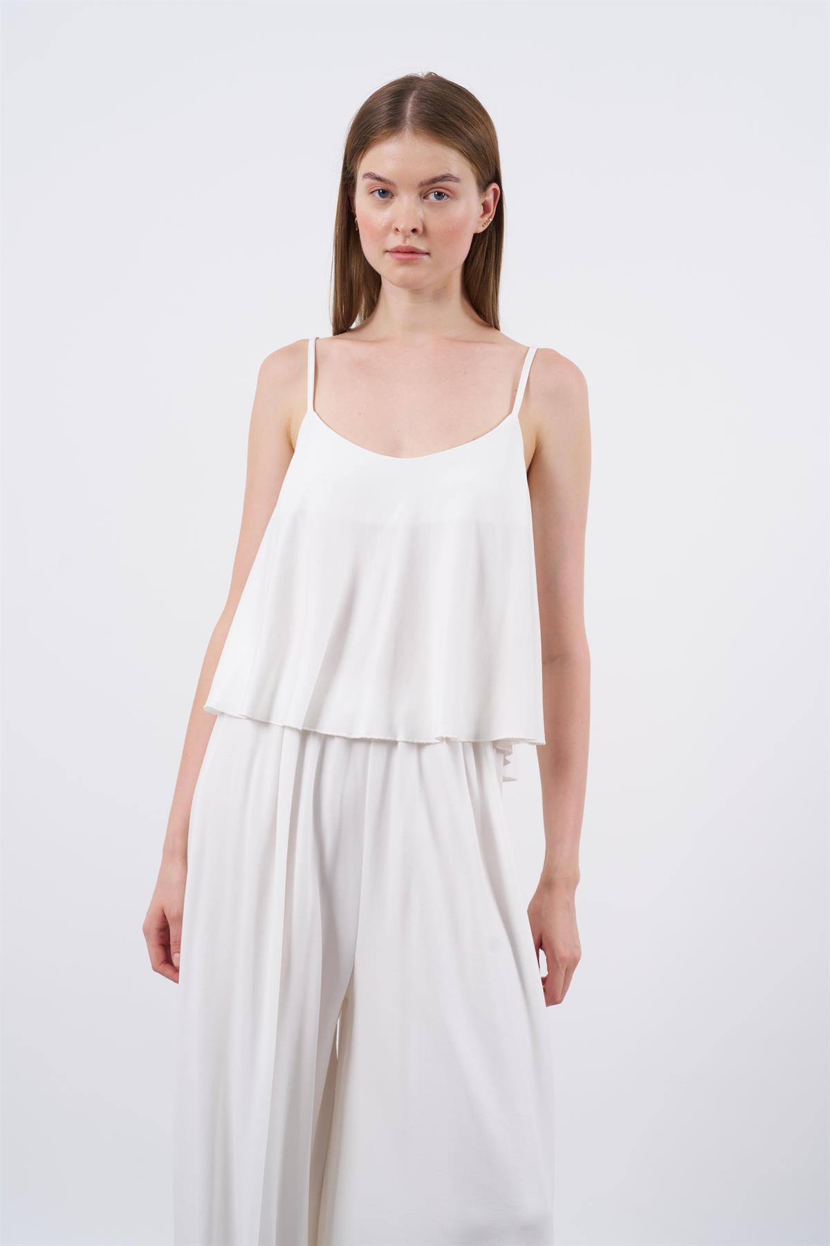 51052 ASKILI BLUZ PANTOLON TAKIM BEYAZ